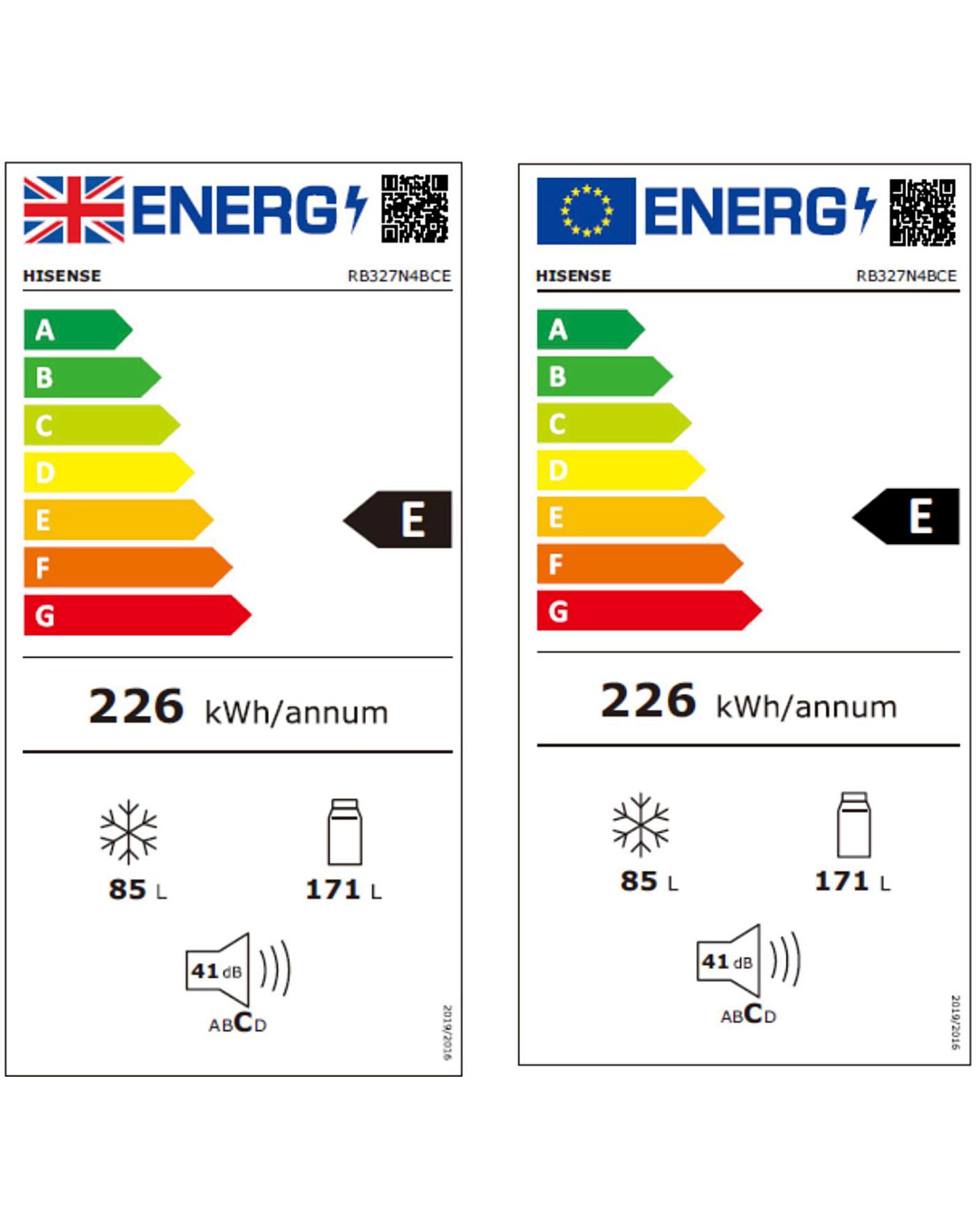 Hisense RB327N4BCE Fridge Freezer, E Rated, 50/50 Split