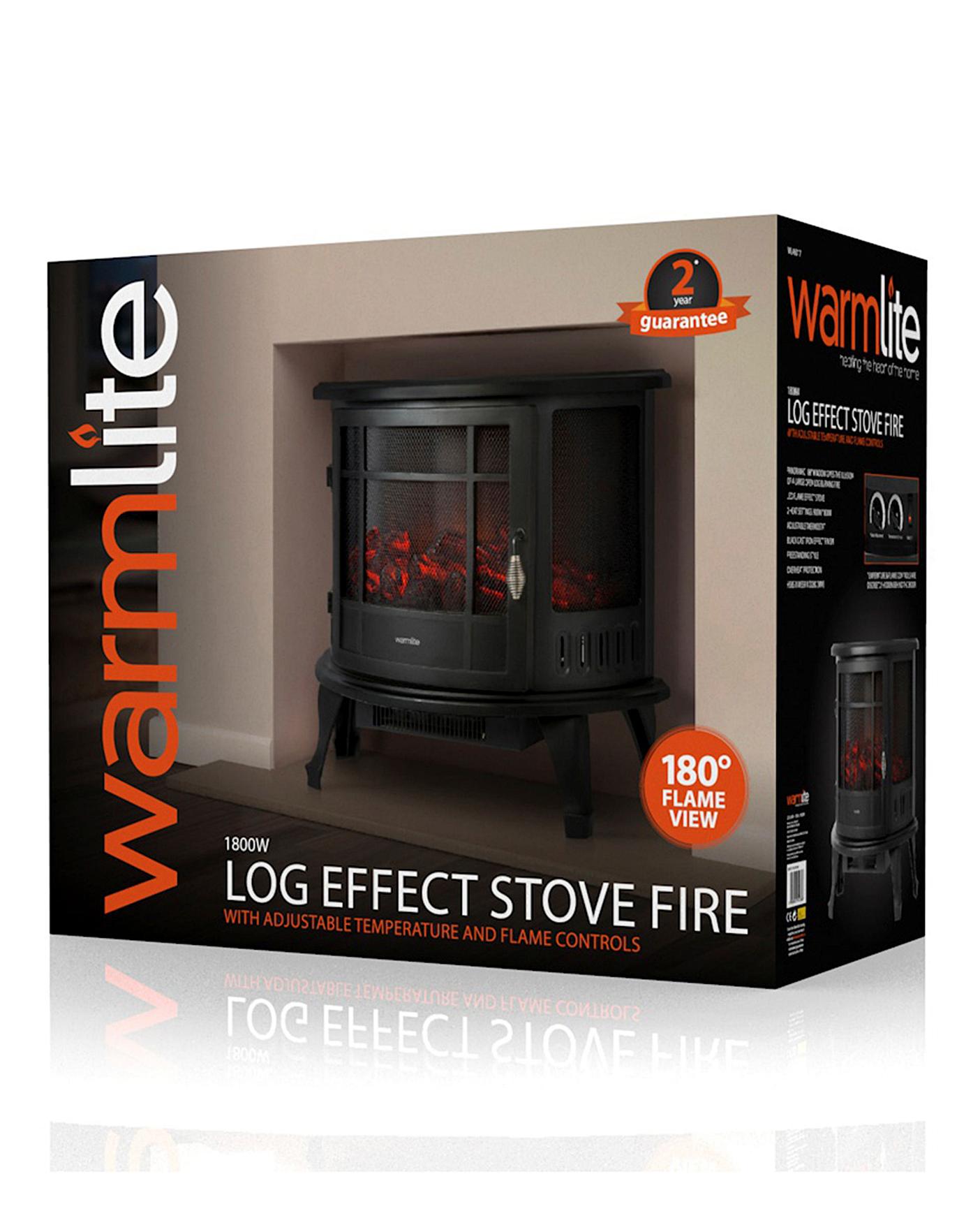  Warmlite 1800W Log Effect Panoramic Stove Fire