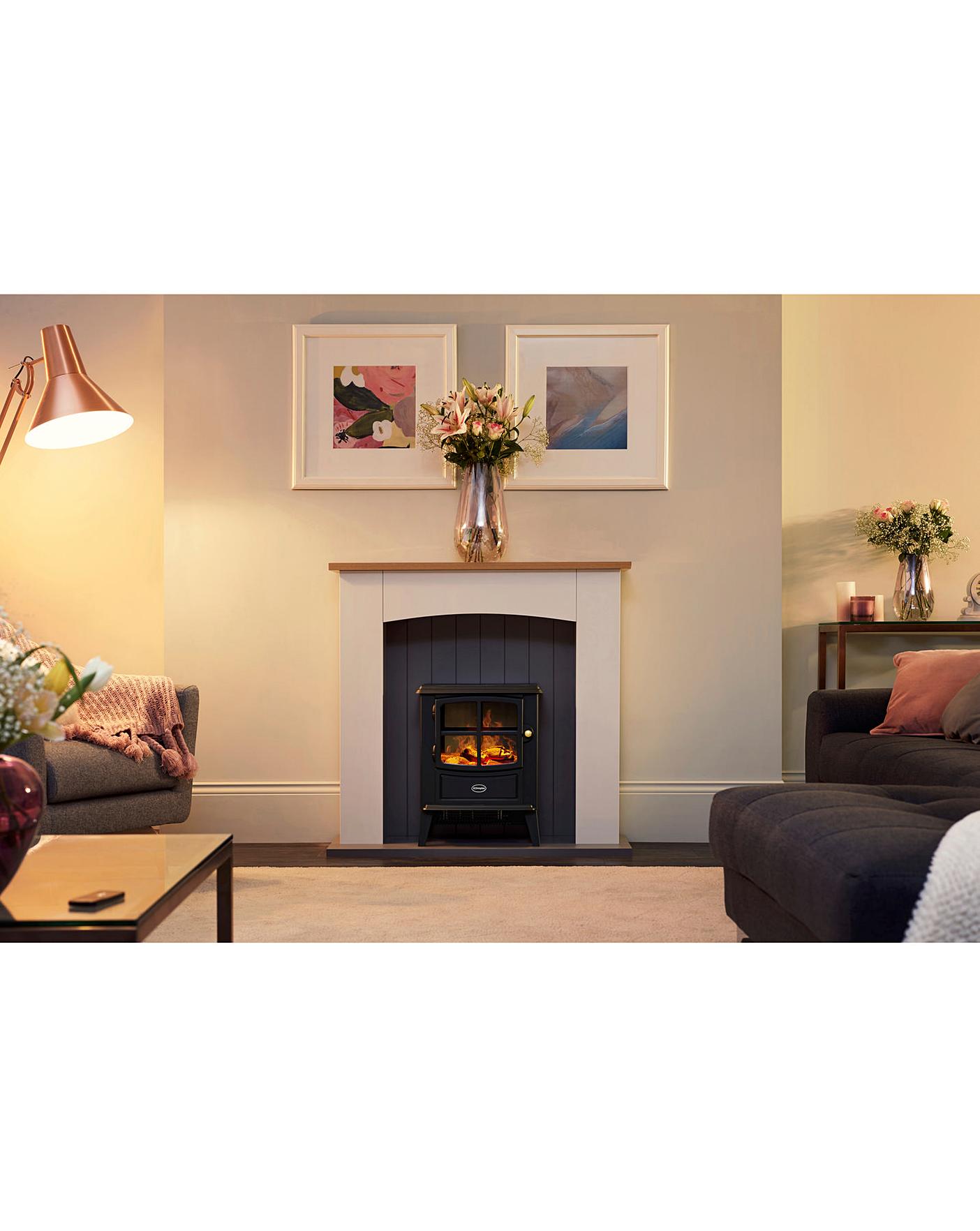  Dimplex OKM20 Oakmead White Electric Stove Fire Suite