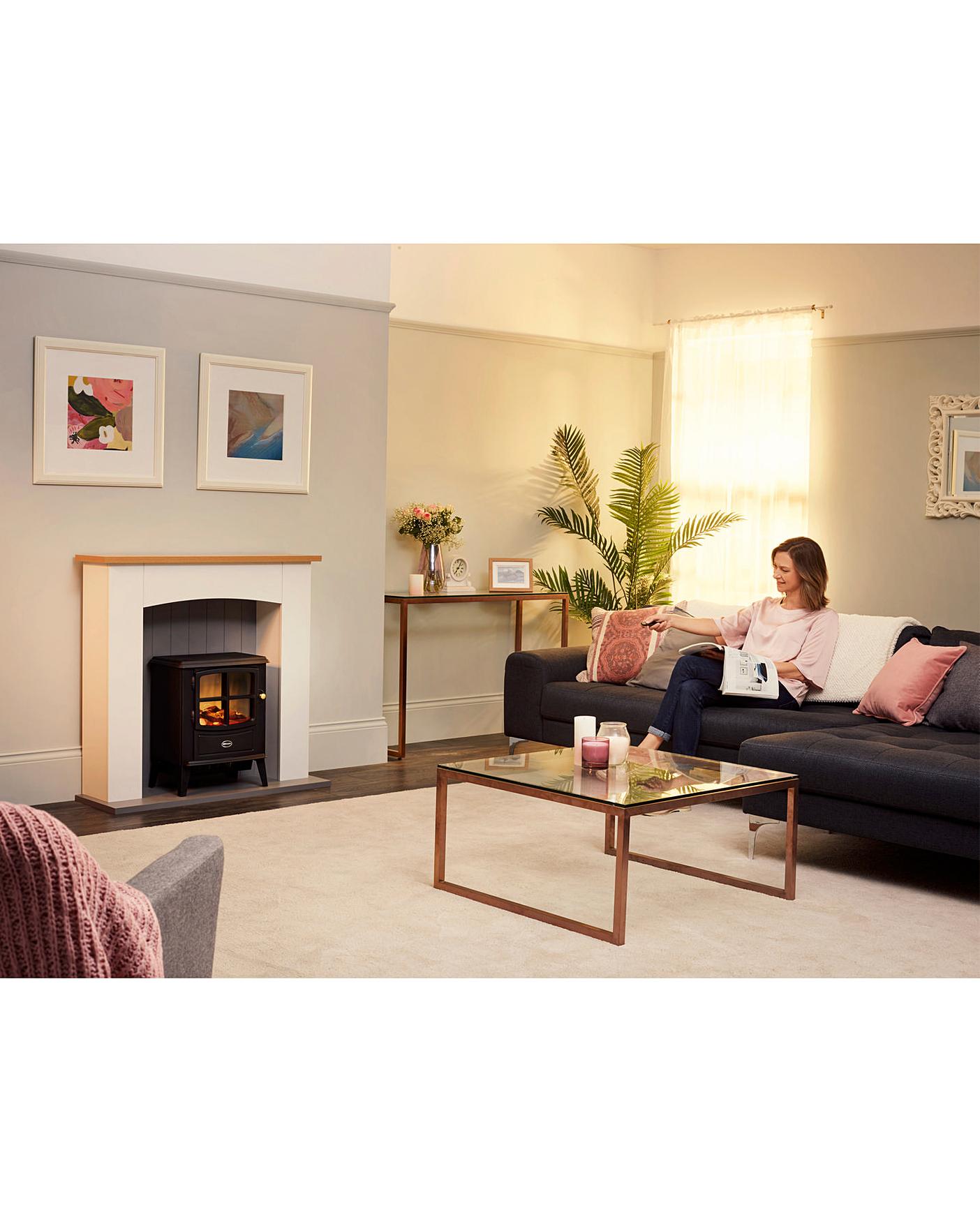  Dimplex OKM20 Oakmead White Electric Stove Fire Suite