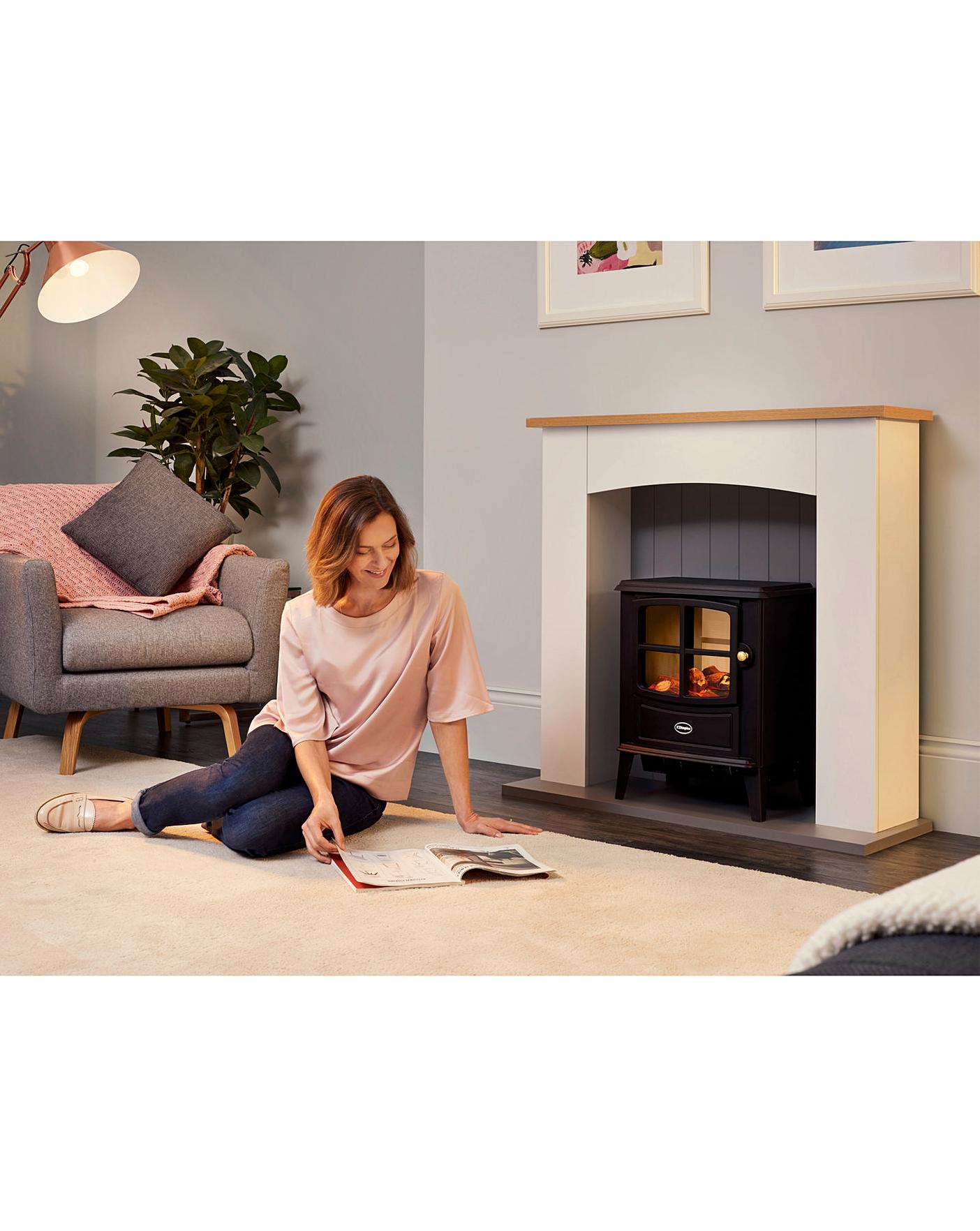  Dimplex OKM20 Oakmead White Electric Stove Fire Suite