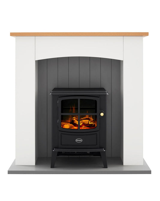  Dimplex OKM20 Oakmead White Electric Stove Fire Suite