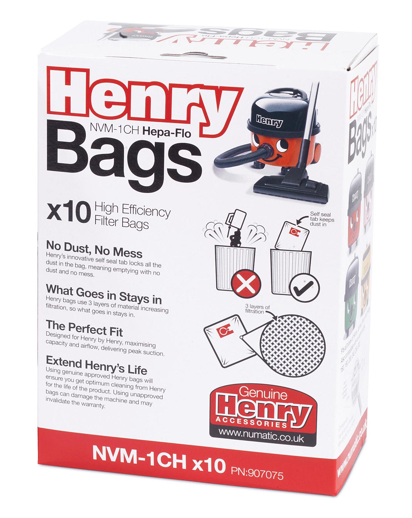  Numatic NVM-1CH Henry Genuine Pack Of 10 Hepa Dustbags
