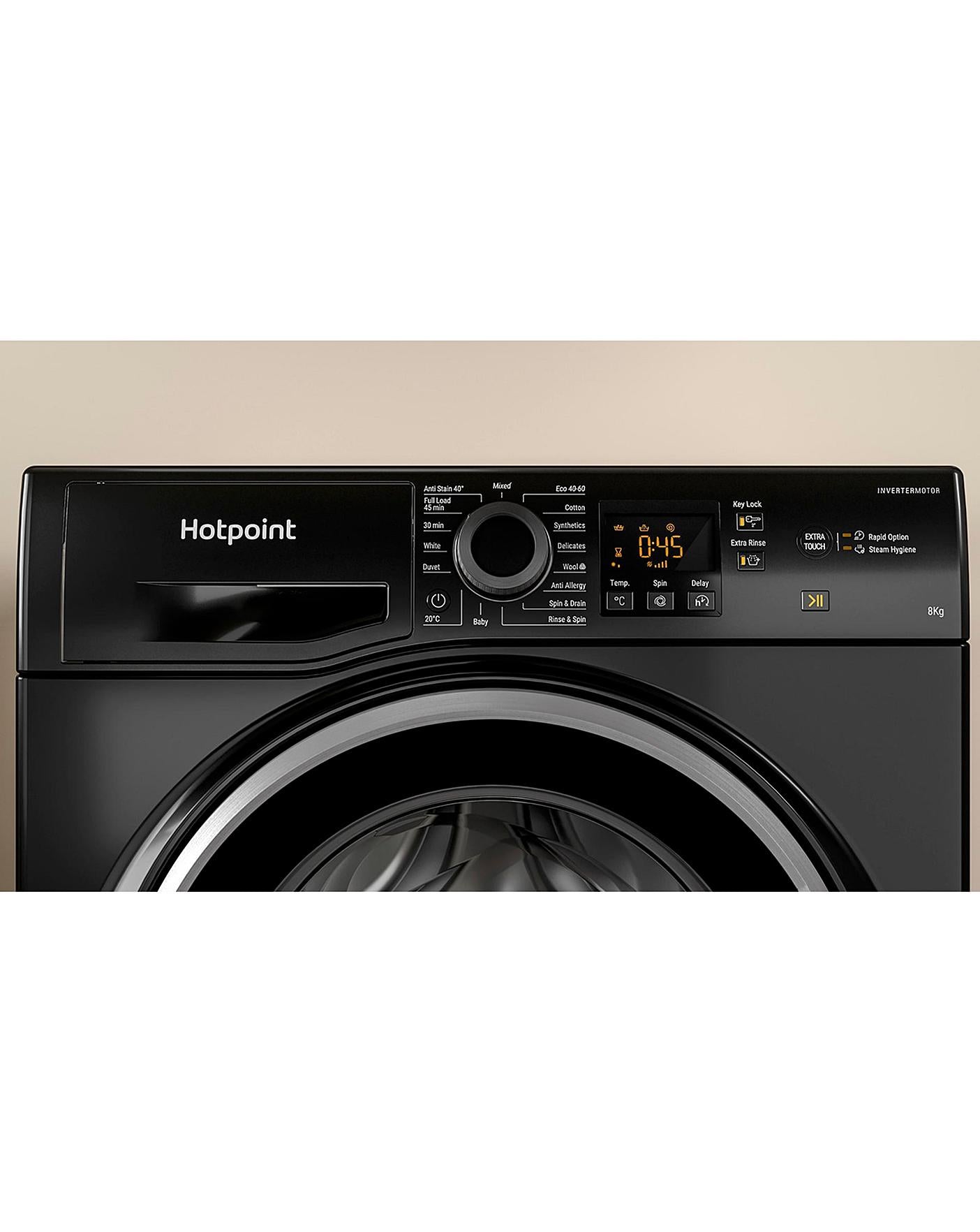  Hotpoint NSWM843CBSUKN 8kg 1400rpm Washing Machine - Black + INSTALLATION