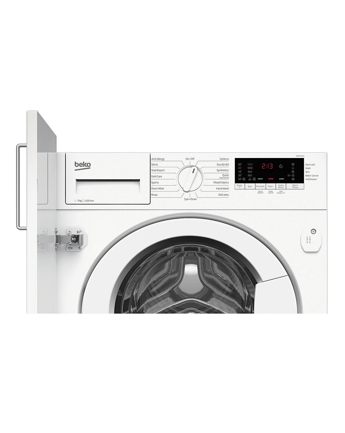  Beko WTIK72111 Integrated 7kg 1200rpm Washing Machine - White