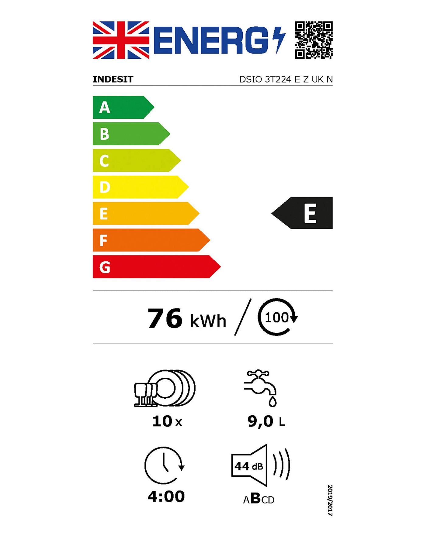  Indesit DSIO 3T224 E Z UK Integrated 10-place Slimline Dishwasher
