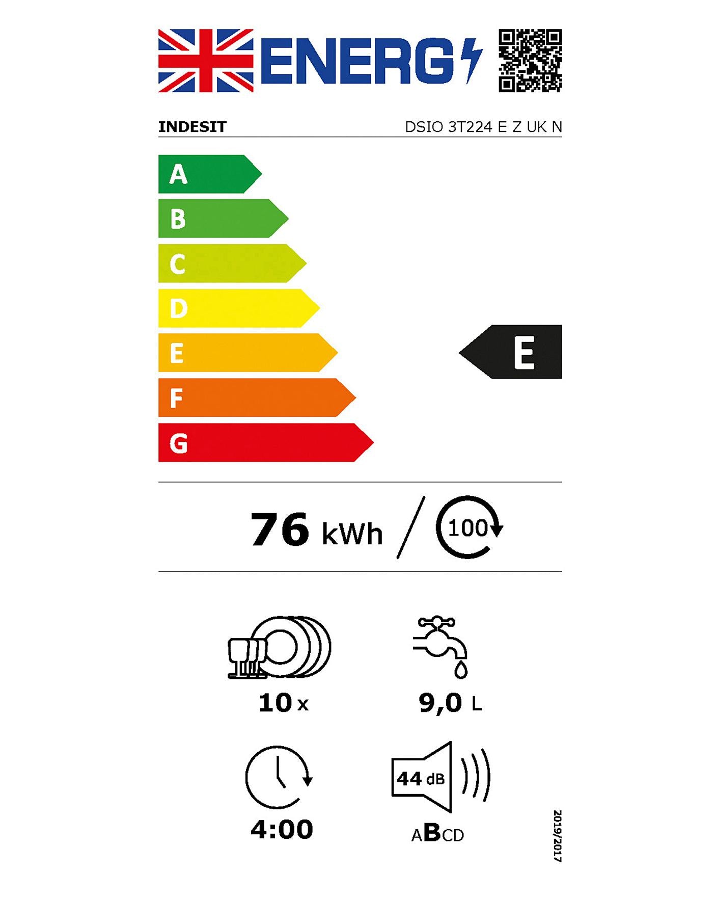  Indesit DSIO 3T224 E Z UK Integrated 10-place Slimline Dishwasher + INSTALLATION