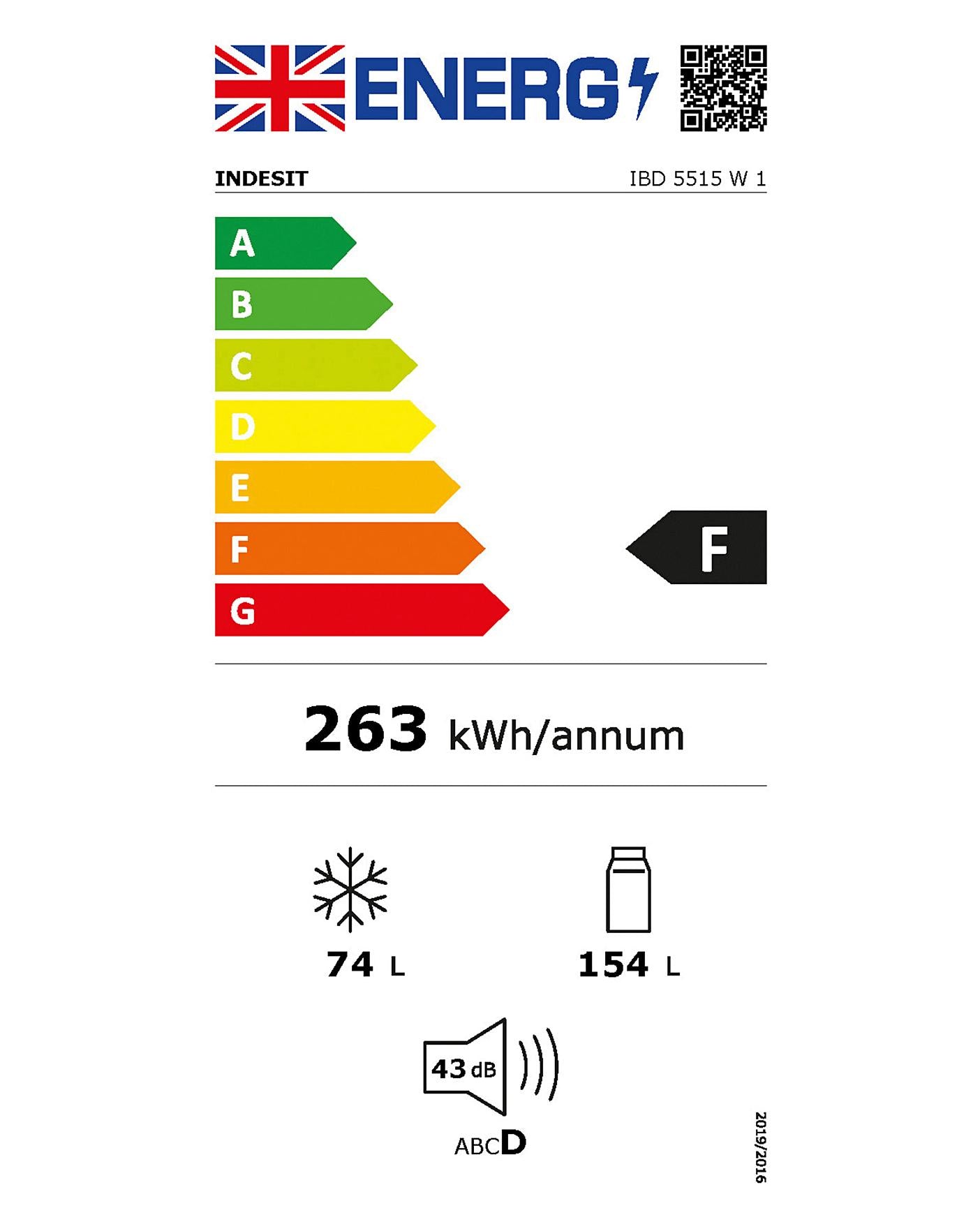  Indesit IBD 5515 W 1 Fridge Freezer - White