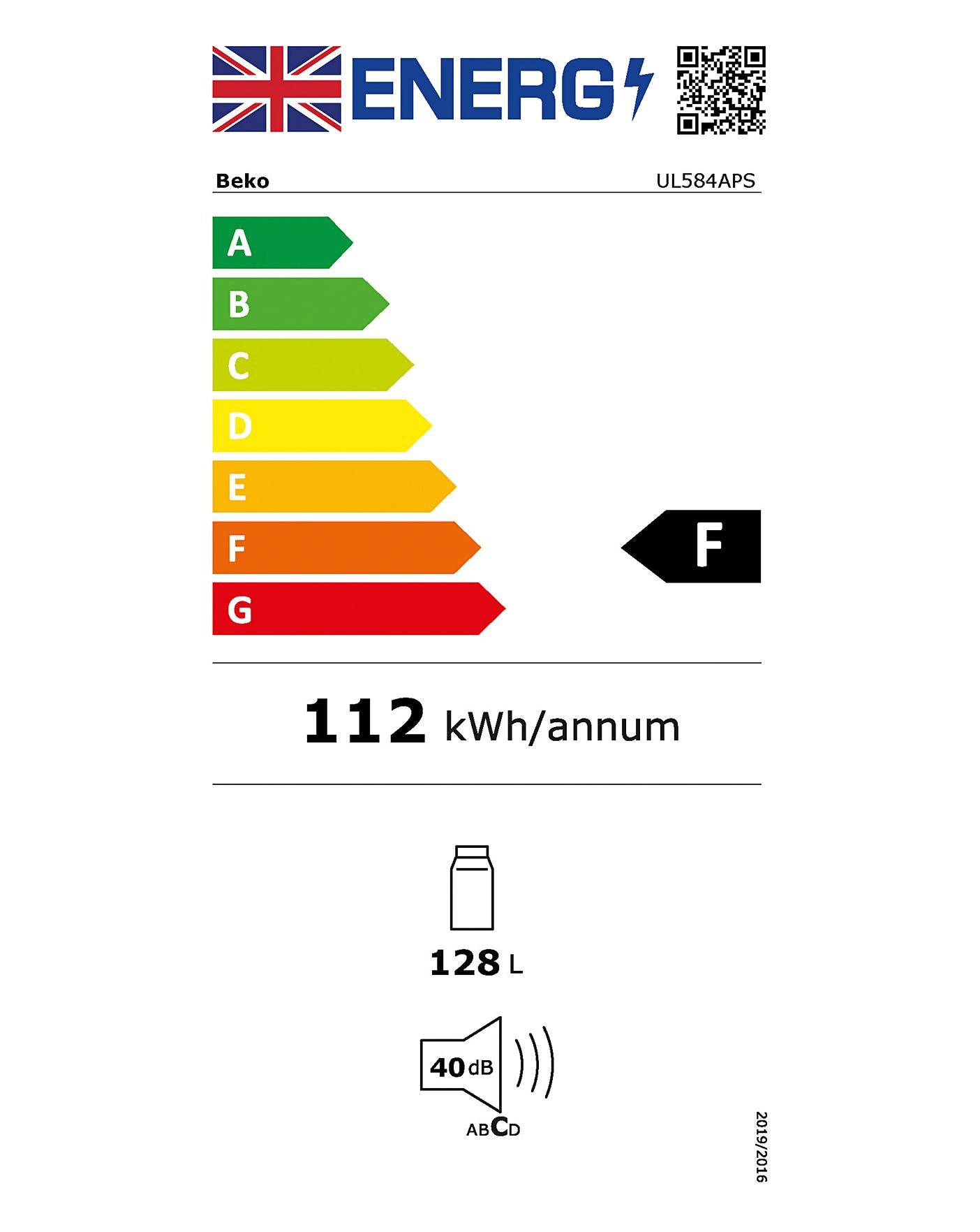  Beko UL584APS Under Counter Fridge - Silver