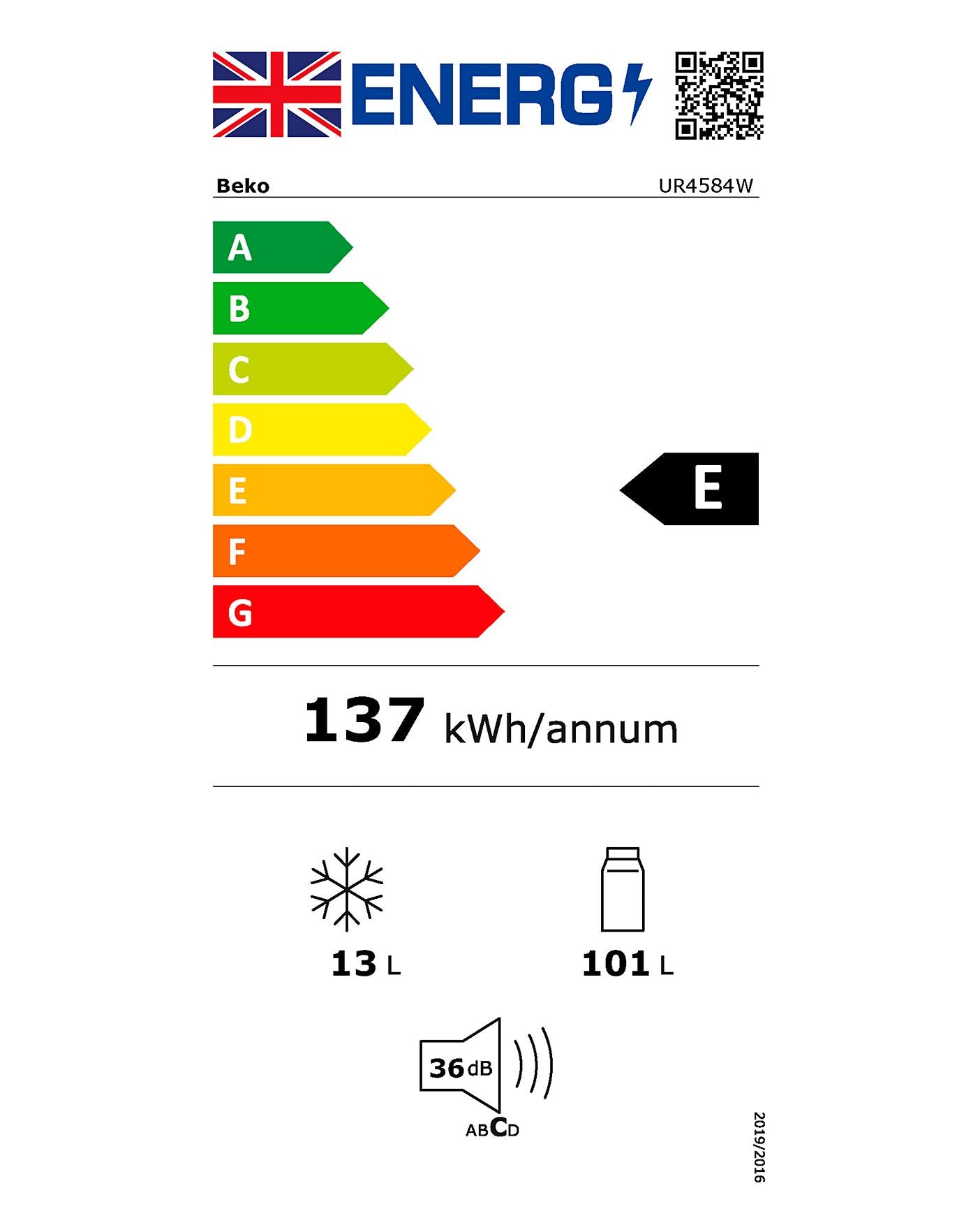  Beko UR4584W Under Counter Fridge - White