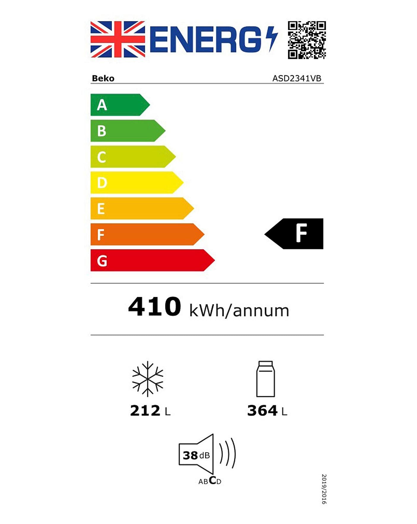  Beko Frost Free Fridge Freezer BLACK ASD2341VB