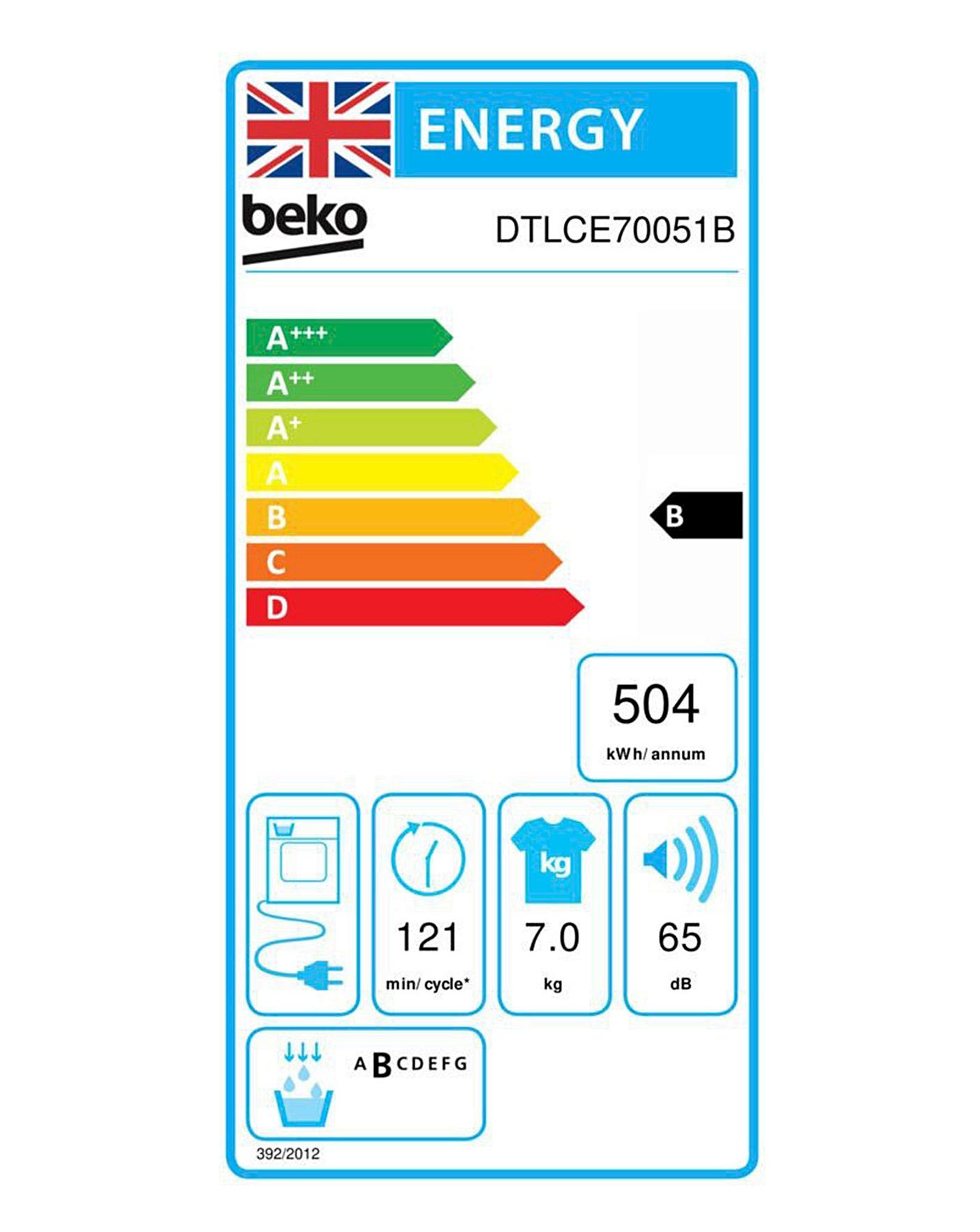  Beko DTLCE70051B 7kg Condenser Dryer Black