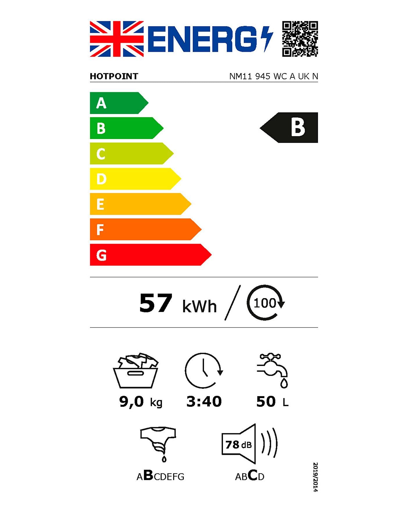  HOTPOINT NM11945WCAUKN 9kg Washing Machine + INSTALLATION