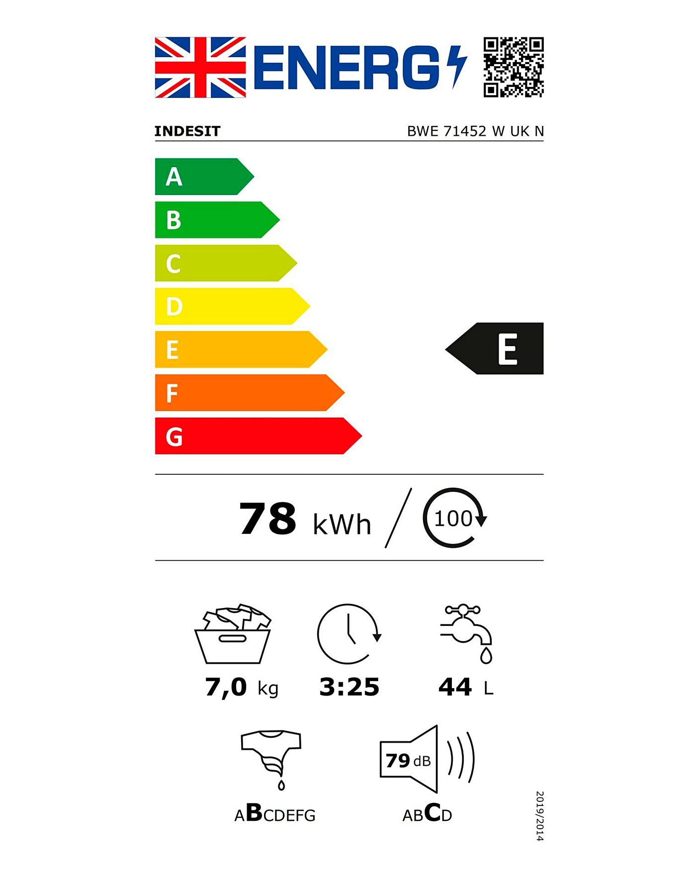  INDESIT BWE71452WUKN 7kg 1400rpm Washing Machine