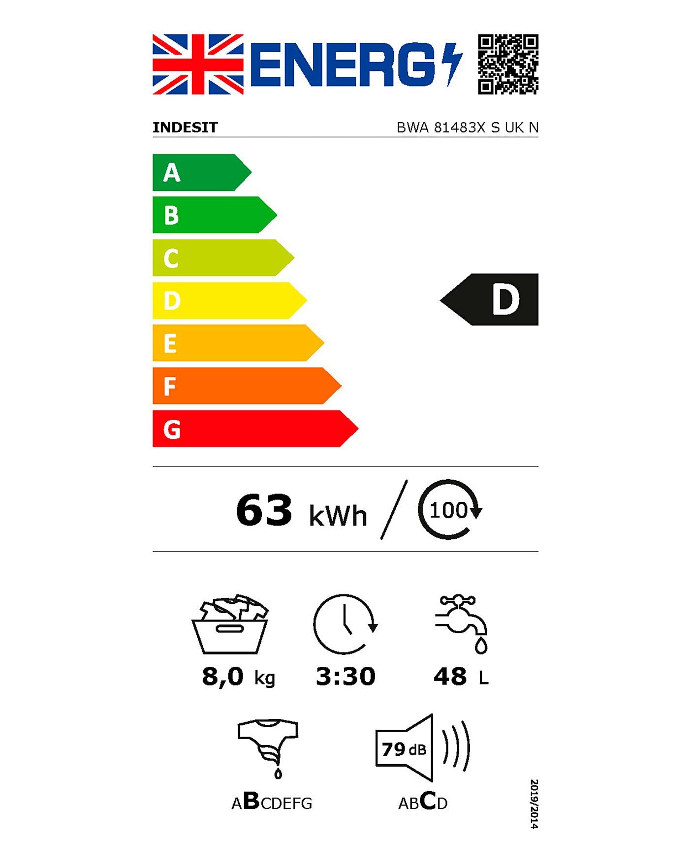  INDESIT BWA81483XSUKN 8kg 1400rpm Washing Machine + INSTALLATION