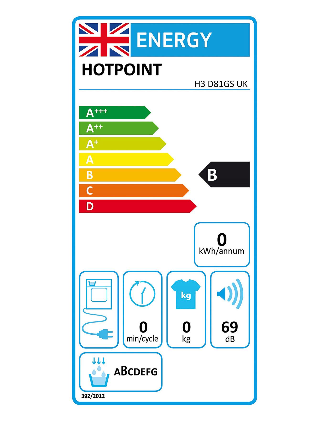  Hotpoint H3 D81GS UK 8kg Condenser Tumble Dryer - Graphite