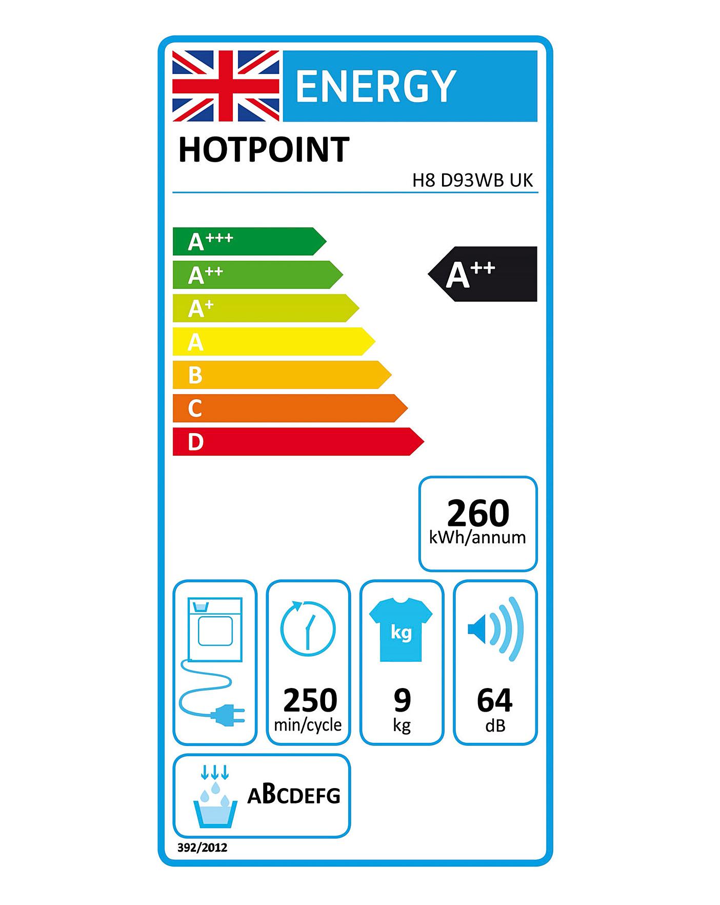  Hotpoint H8 D93WB UK 9kg Heat Pump Tumble Dryer - White