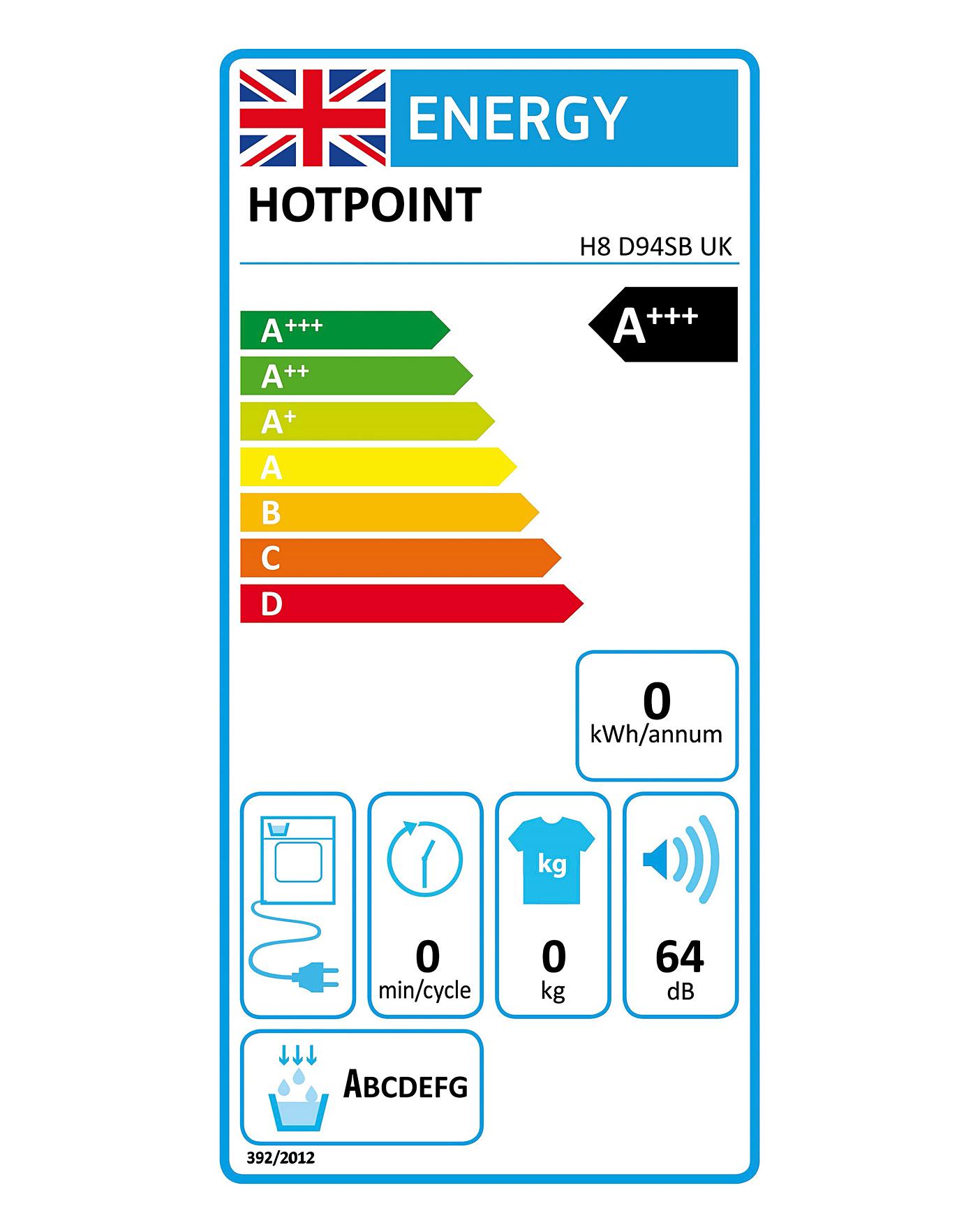  Hotpoint H8 D94SB UK 9kg Heat Pump Tumble Dryer - Silver