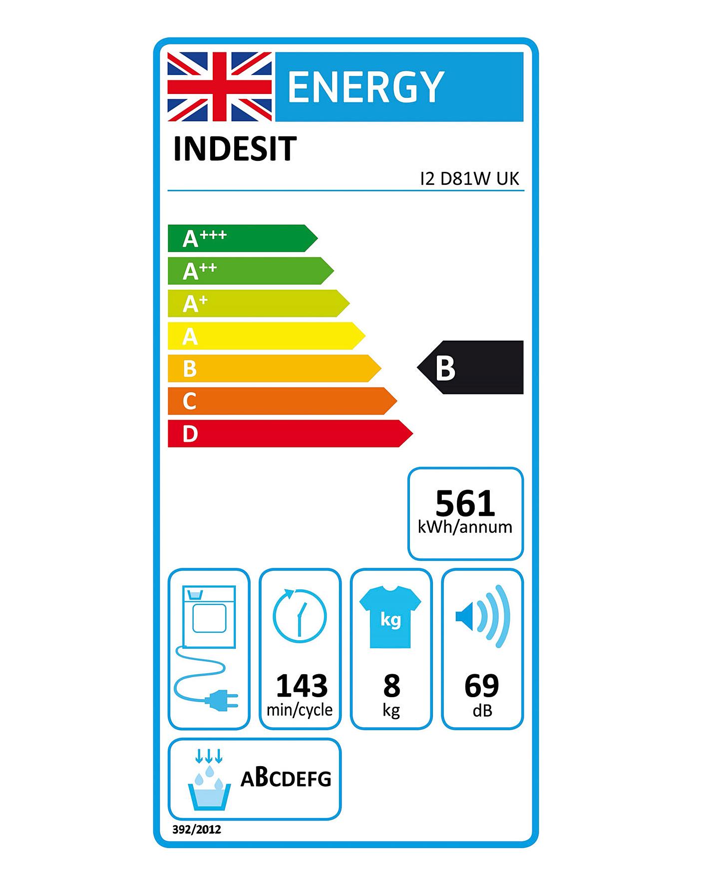  Indesit I2 D81W UK 8kg Condenser Tumble Dryer - White