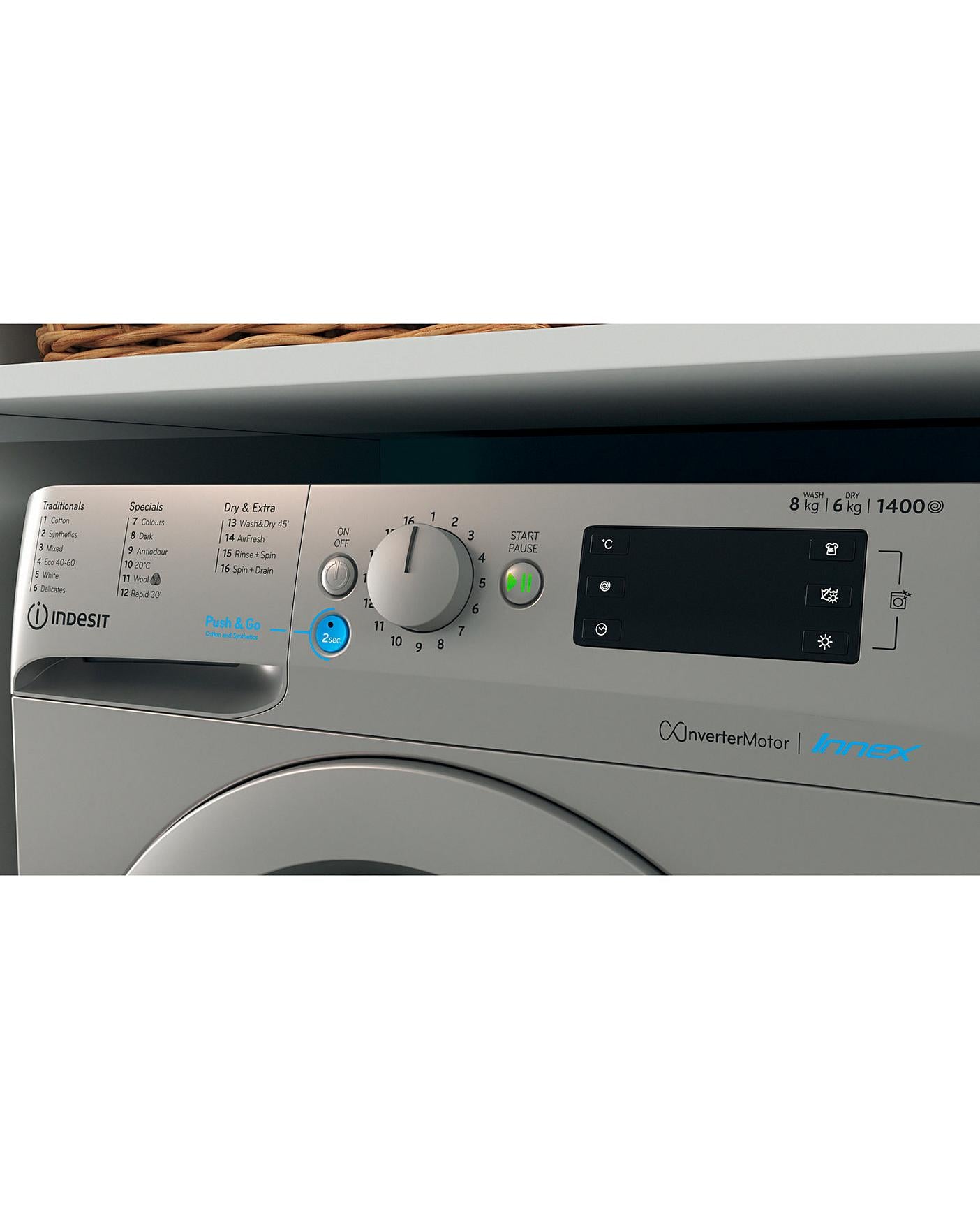  Indesit BDE861483XSUKN 8+6kg 1400rpm Washer Dryer - Silver