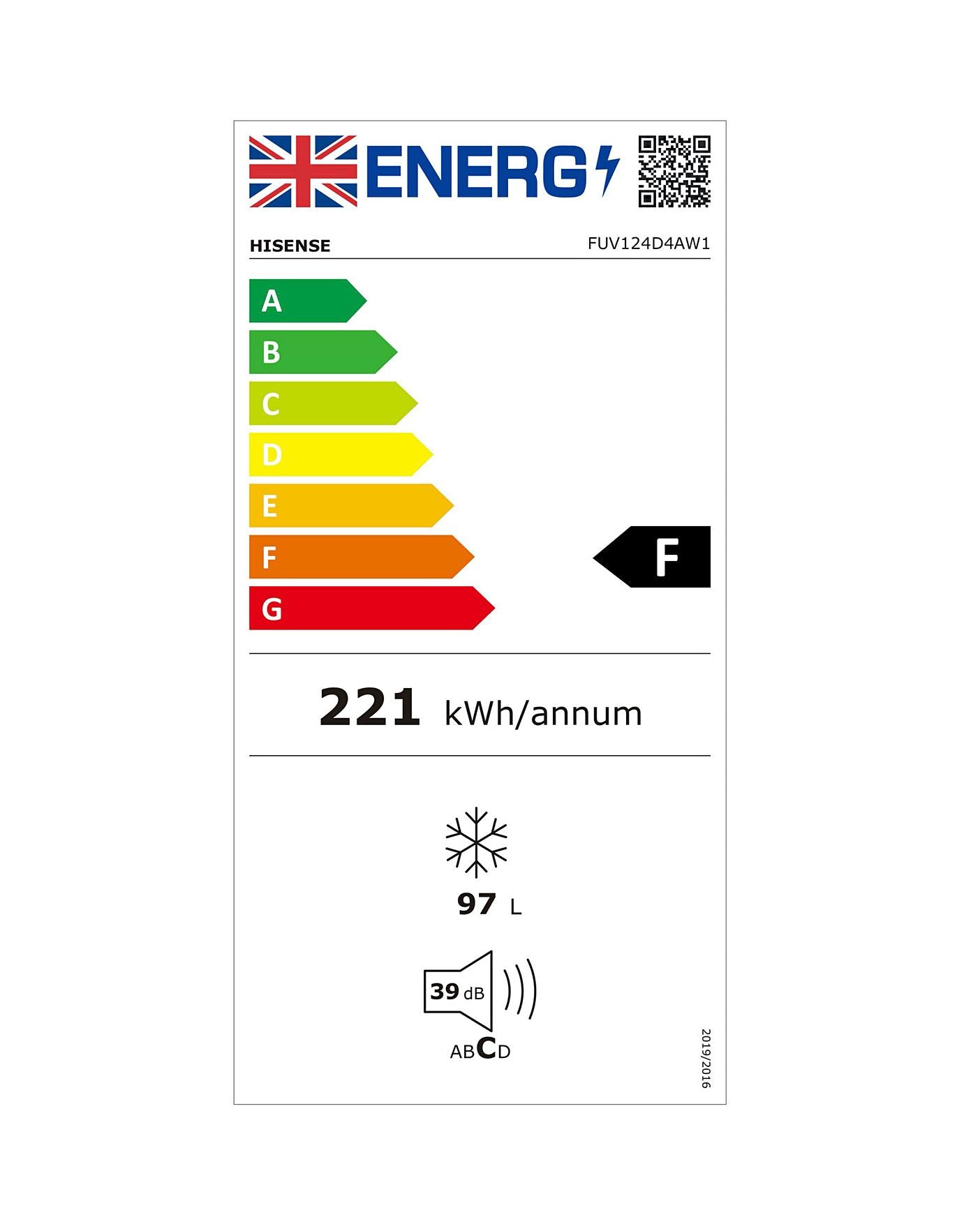  Hisense FUV124D4AW1 Integrated Under Counter Freezer - White