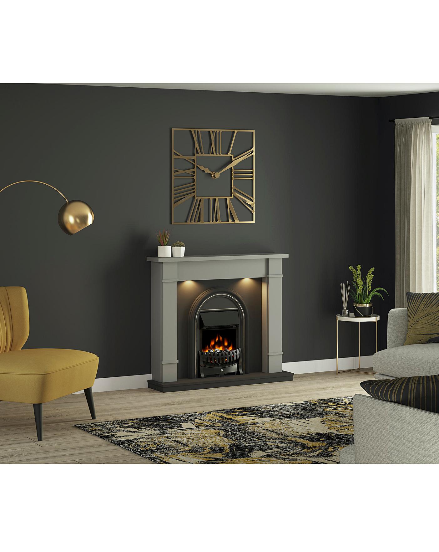  Be Modern Dark Grey Timber Electric Fire Suite