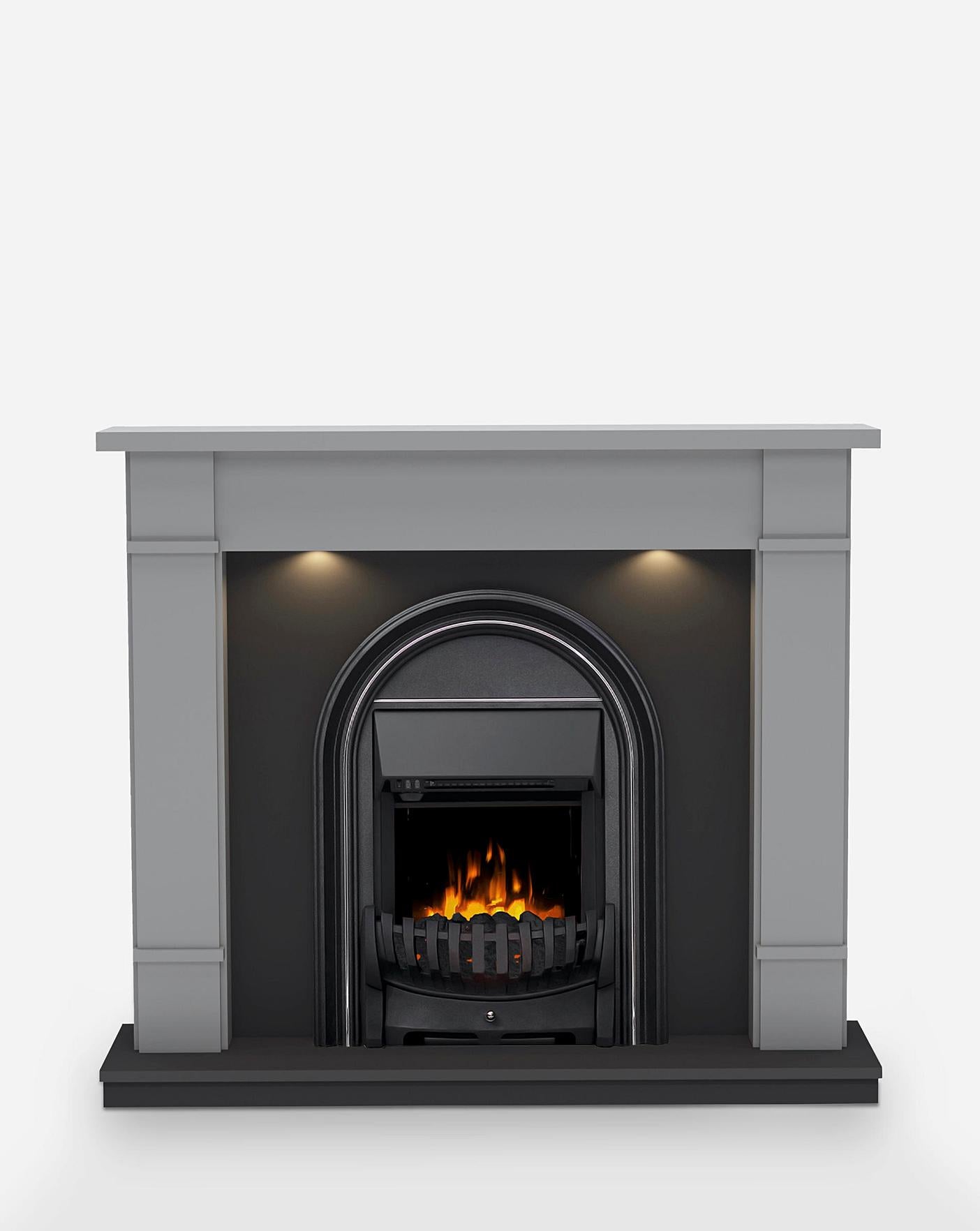  Be Modern Dark Grey Timber Electric Fire Suite