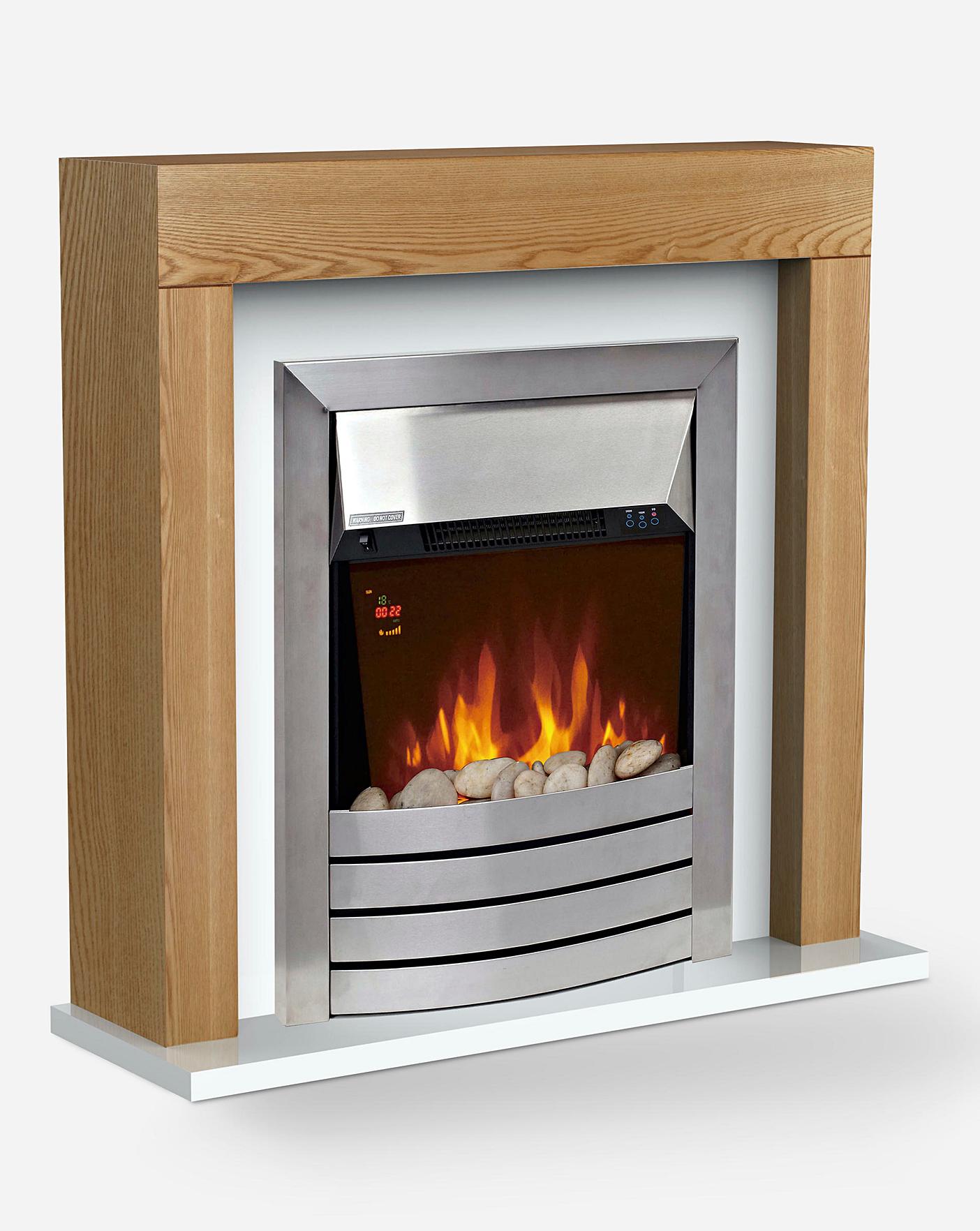  Warmlite Chester Fireplace Suite Oak Effect