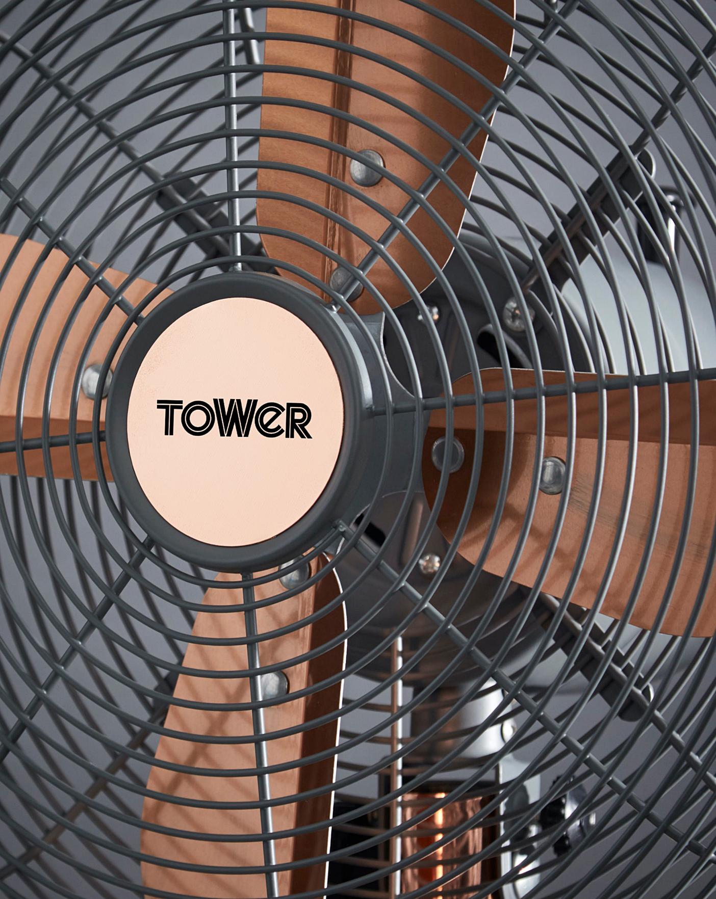  Tower 12 Inch Cavaletto Metal Grey And Rose Gold Desk Fan