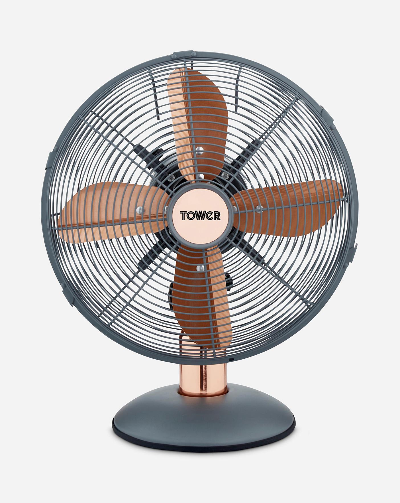  Tower 12 Inch Cavaletto Metal Grey And Rose Gold Desk Fan