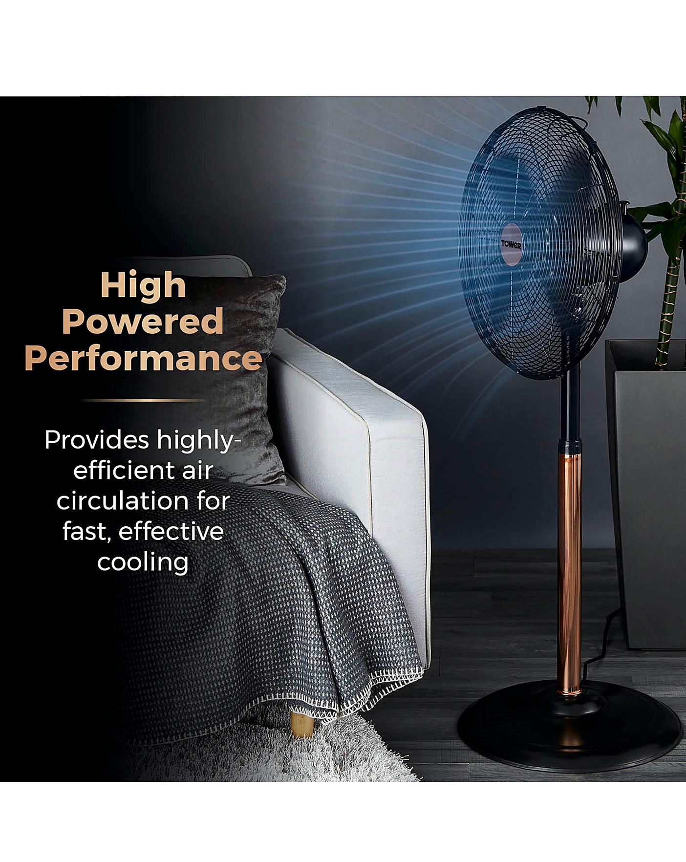  Tower 16 Inch Cavaletto Metal Grey And Rose Gold Stand Fan