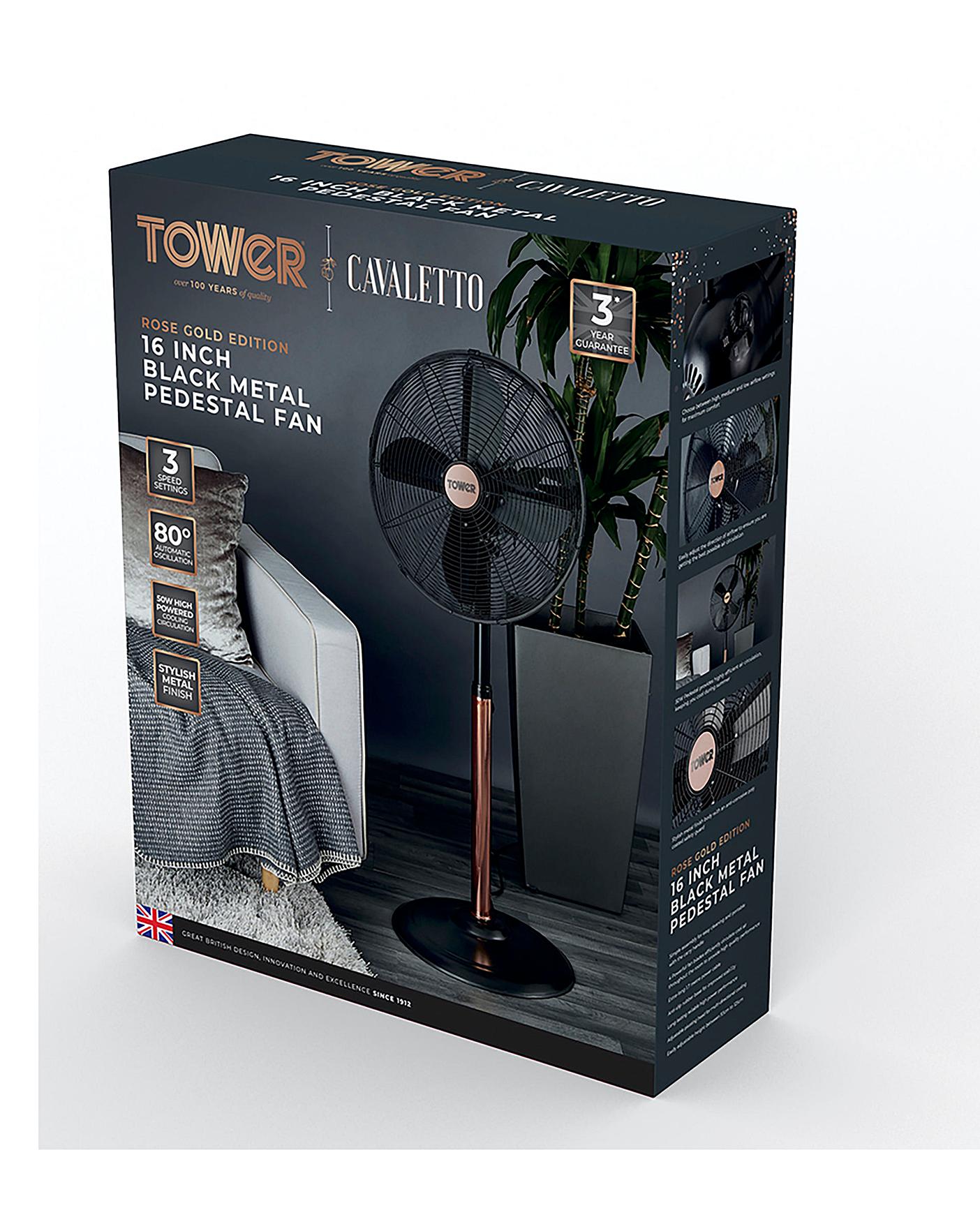  Tower 16 Inch Cavaletto Metal Grey And Rose Gold Stand Fan