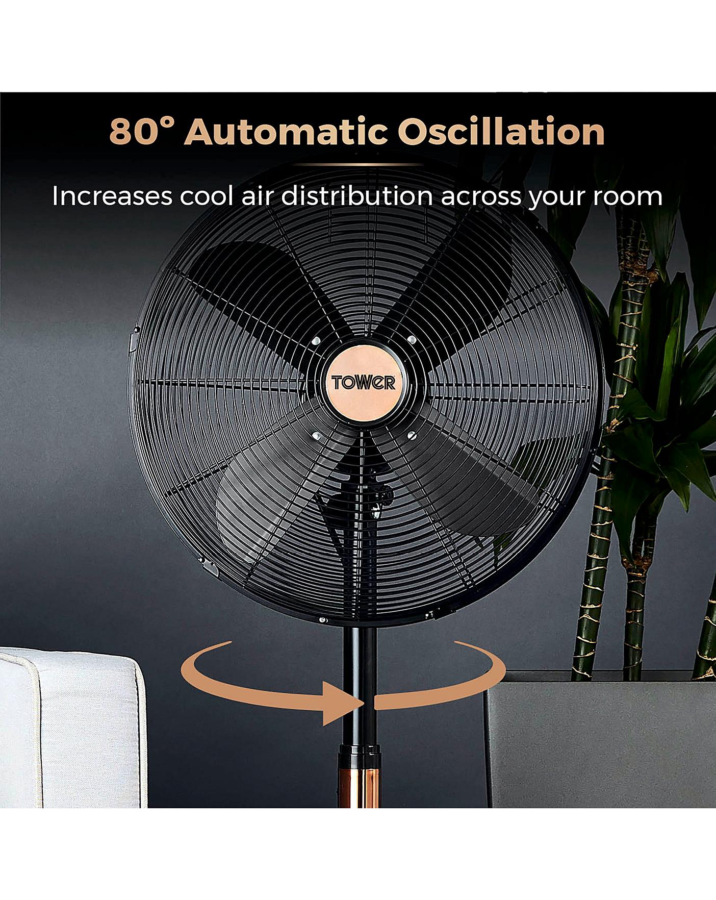  Tower 16 Inch Cavaletto Metal Grey And Rose Gold Stand Fan