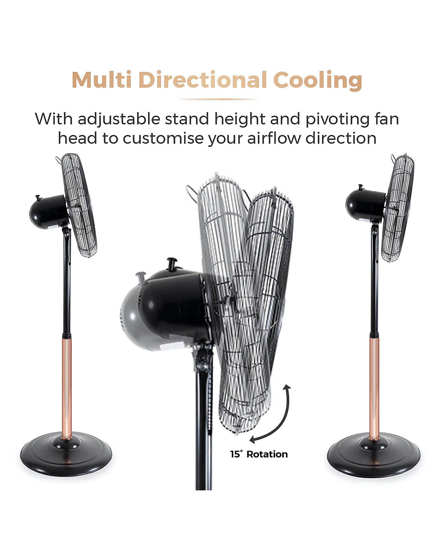  Tower 16 Inch Cavaletto Metal Grey And Rose Gold Stand Fan