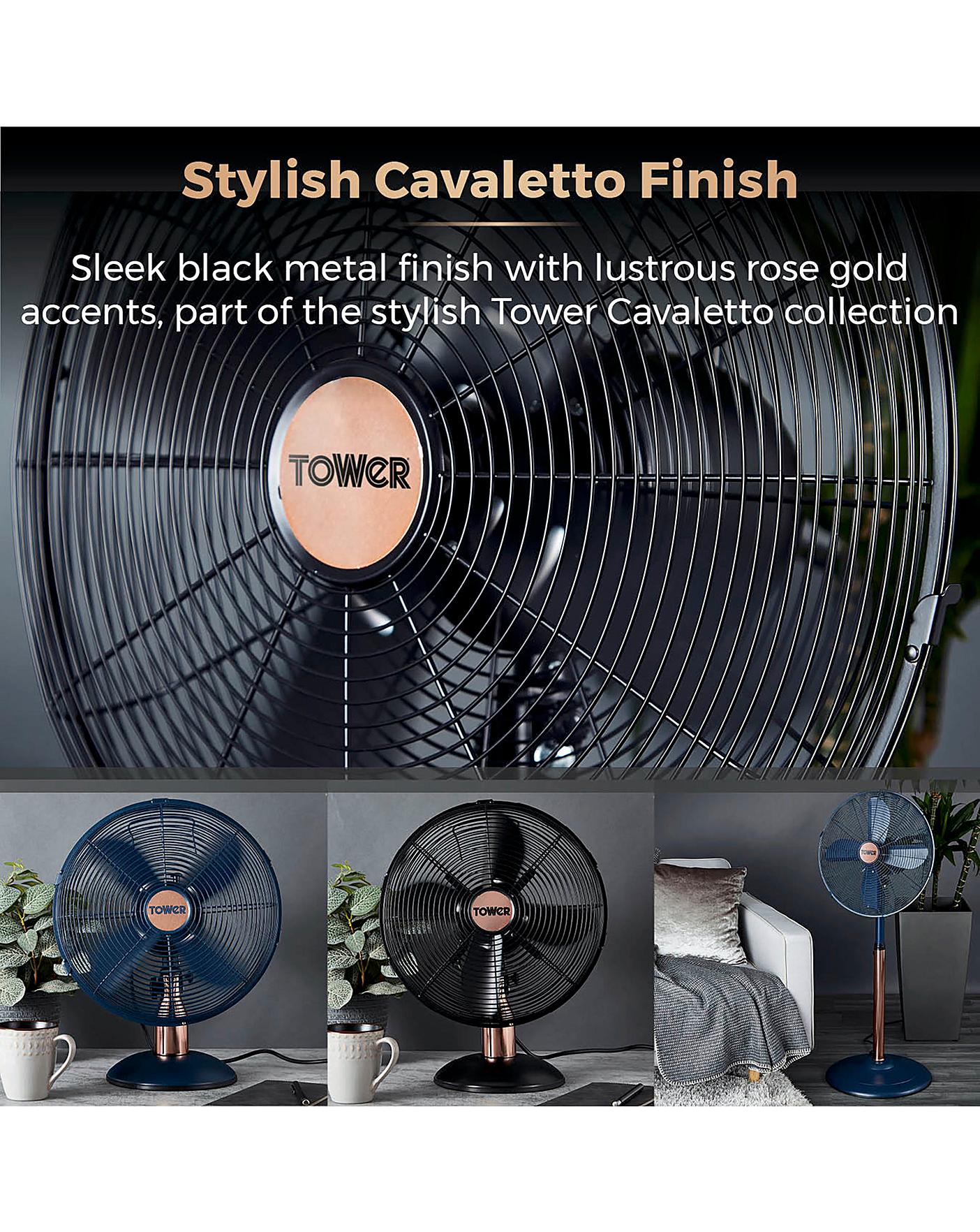  Tower 16 Inch Cavaletto Metal Grey And Rose Gold Stand Fan