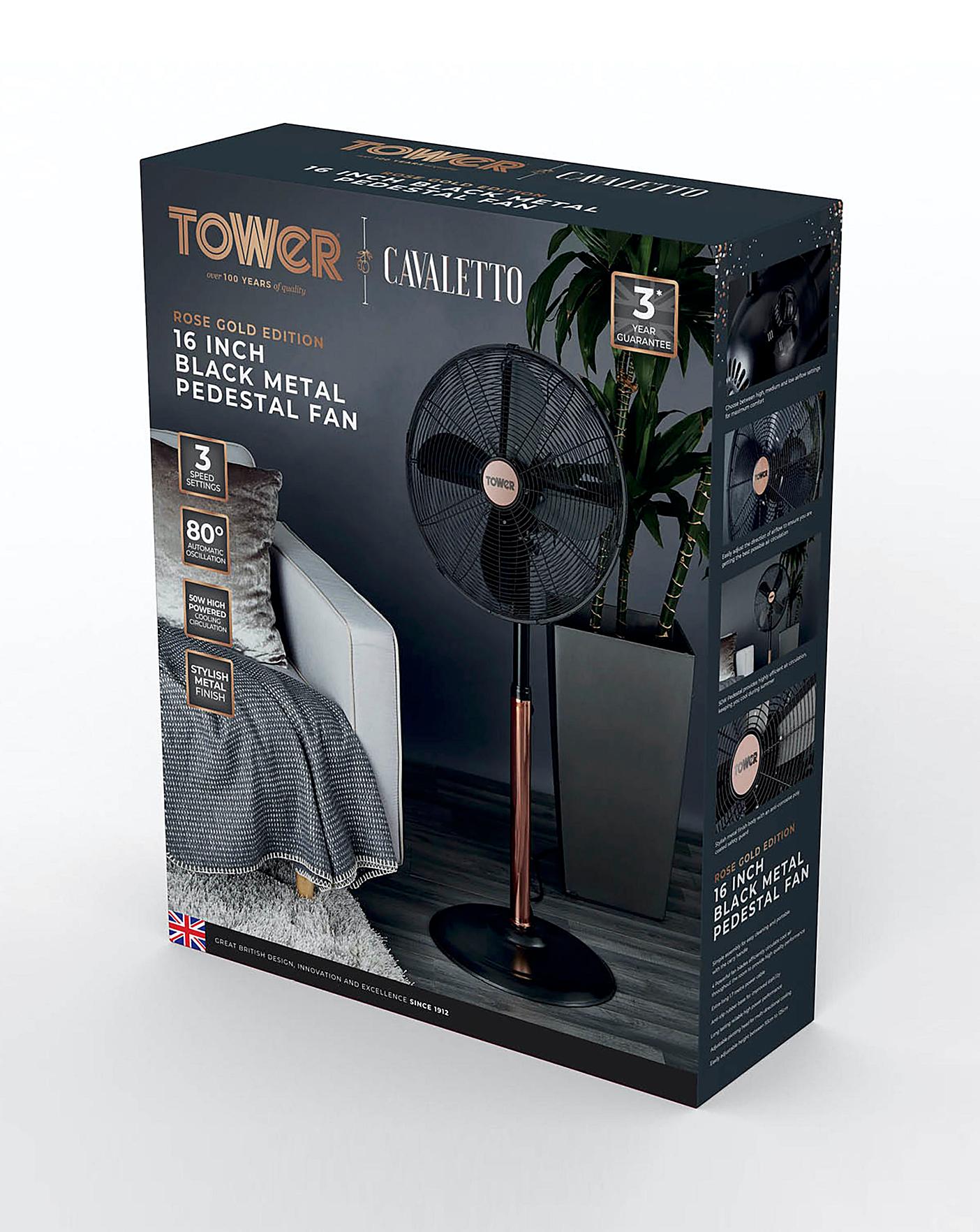  Tower 16 Inch Cavaletto Metal Grey And Rose Gold Stand Fan