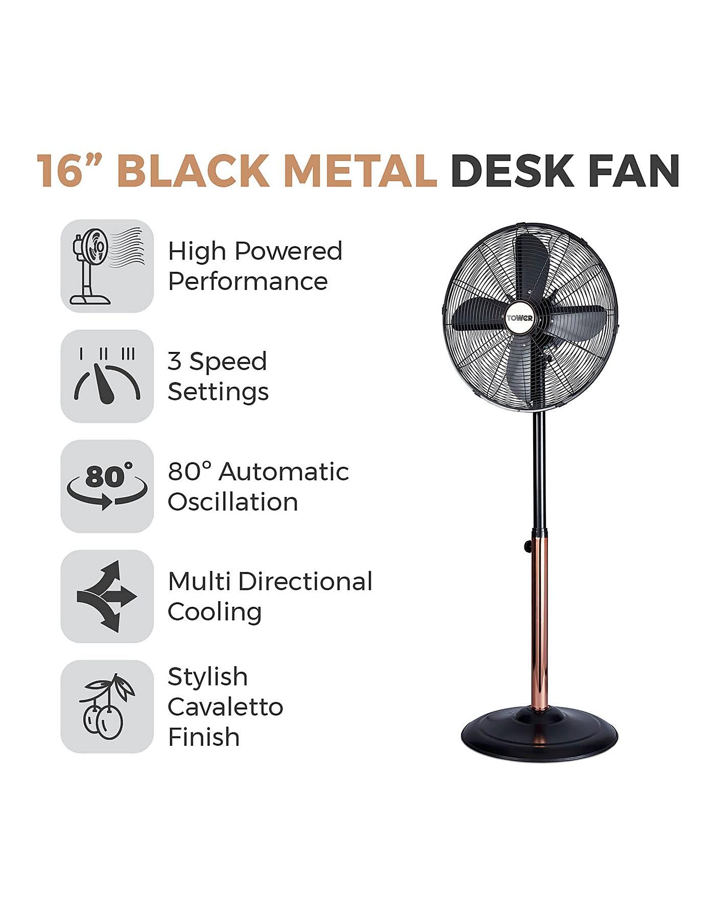  Tower 16 Inch Cavaletto Metal Grey And Rose Gold Stand Fan