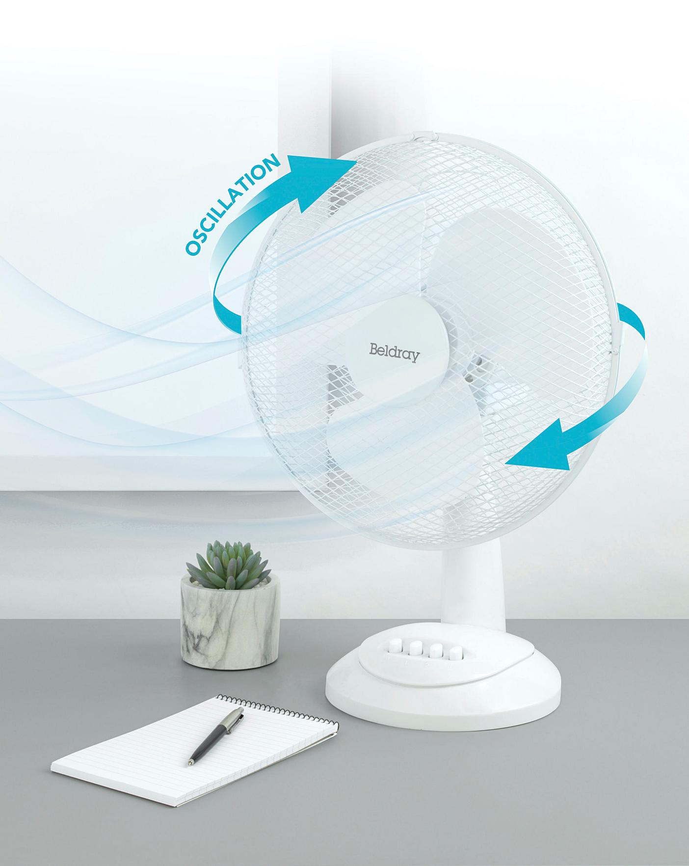  Beldray White 12 Inch Oscillating Desk Fan