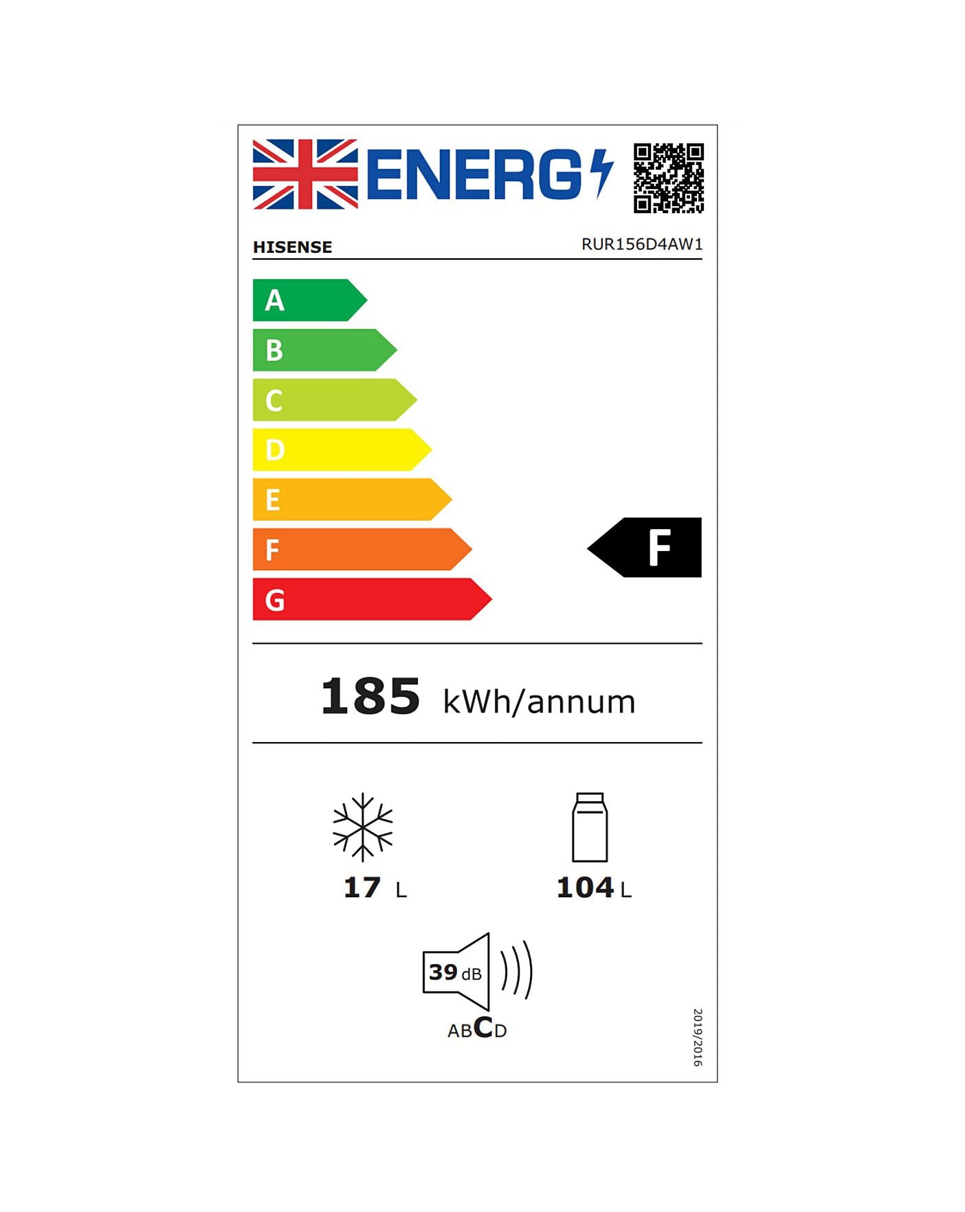  Hisense RUR156D4AW1 Integrated Under Counter Fridge With Ice Box