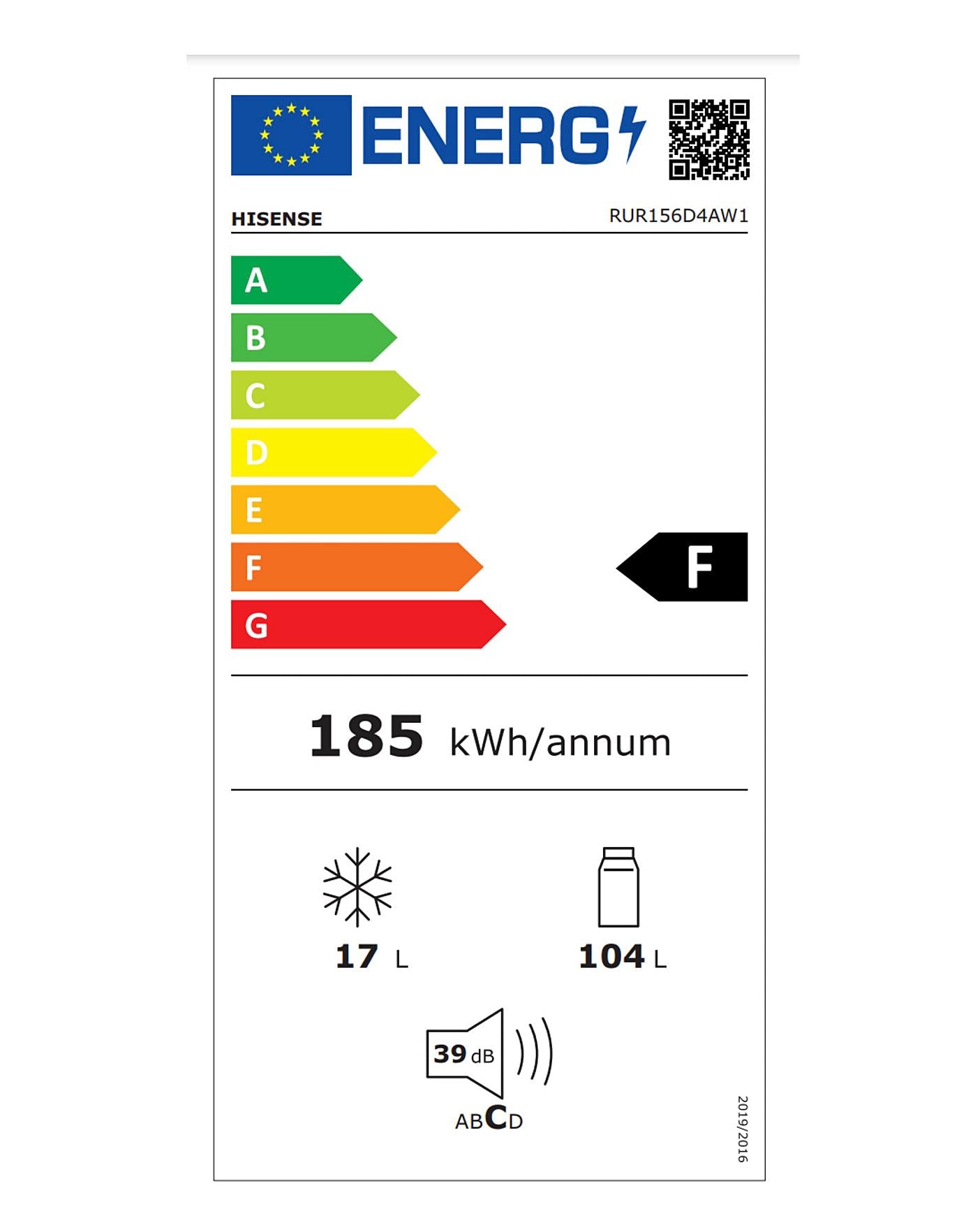  Hisense RUR156D4AW1 Integrated Under Counter Fridge With Ice Box