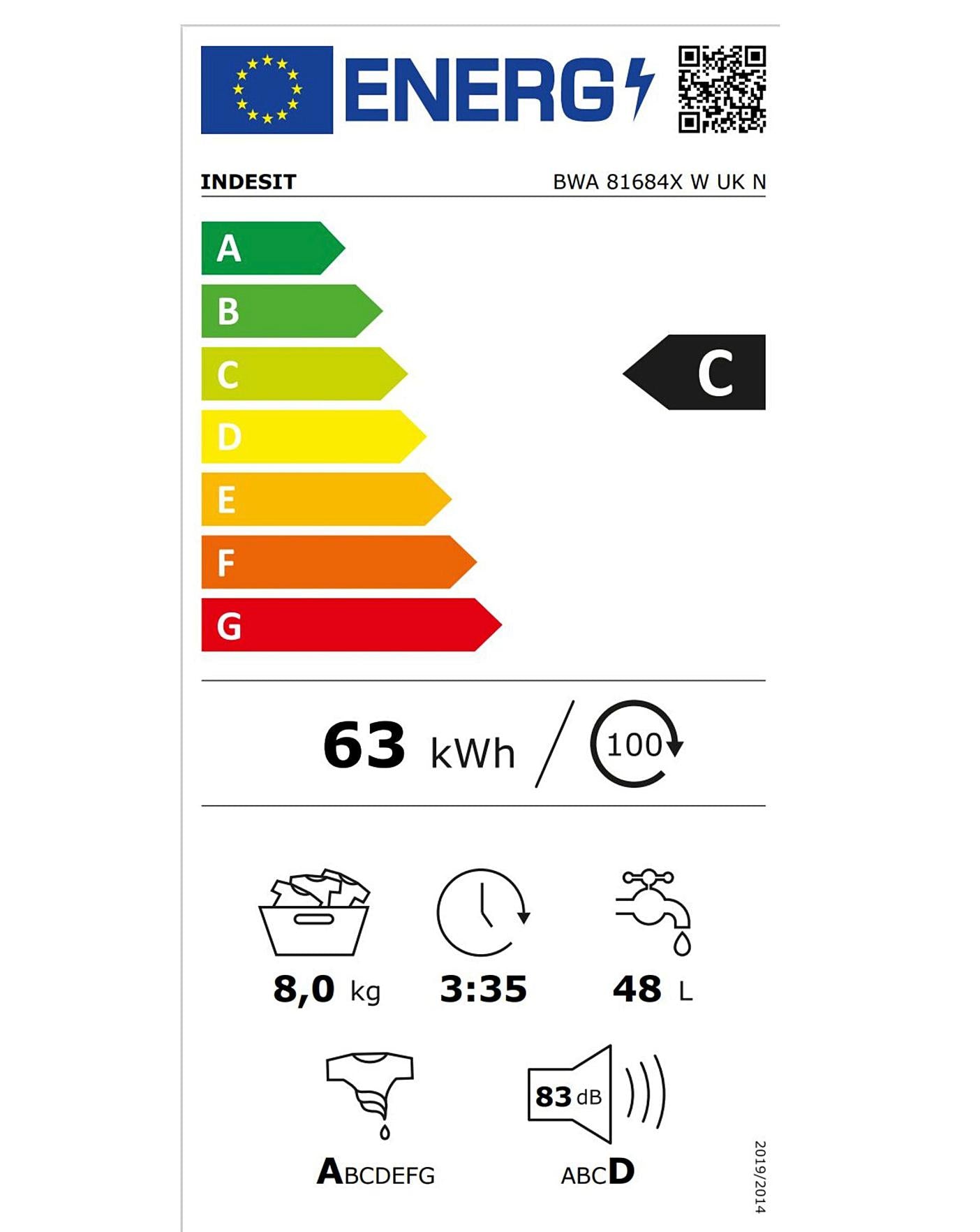  Indesit BWA81684XWUKN 8KG 1600 SPIN Washing Machine