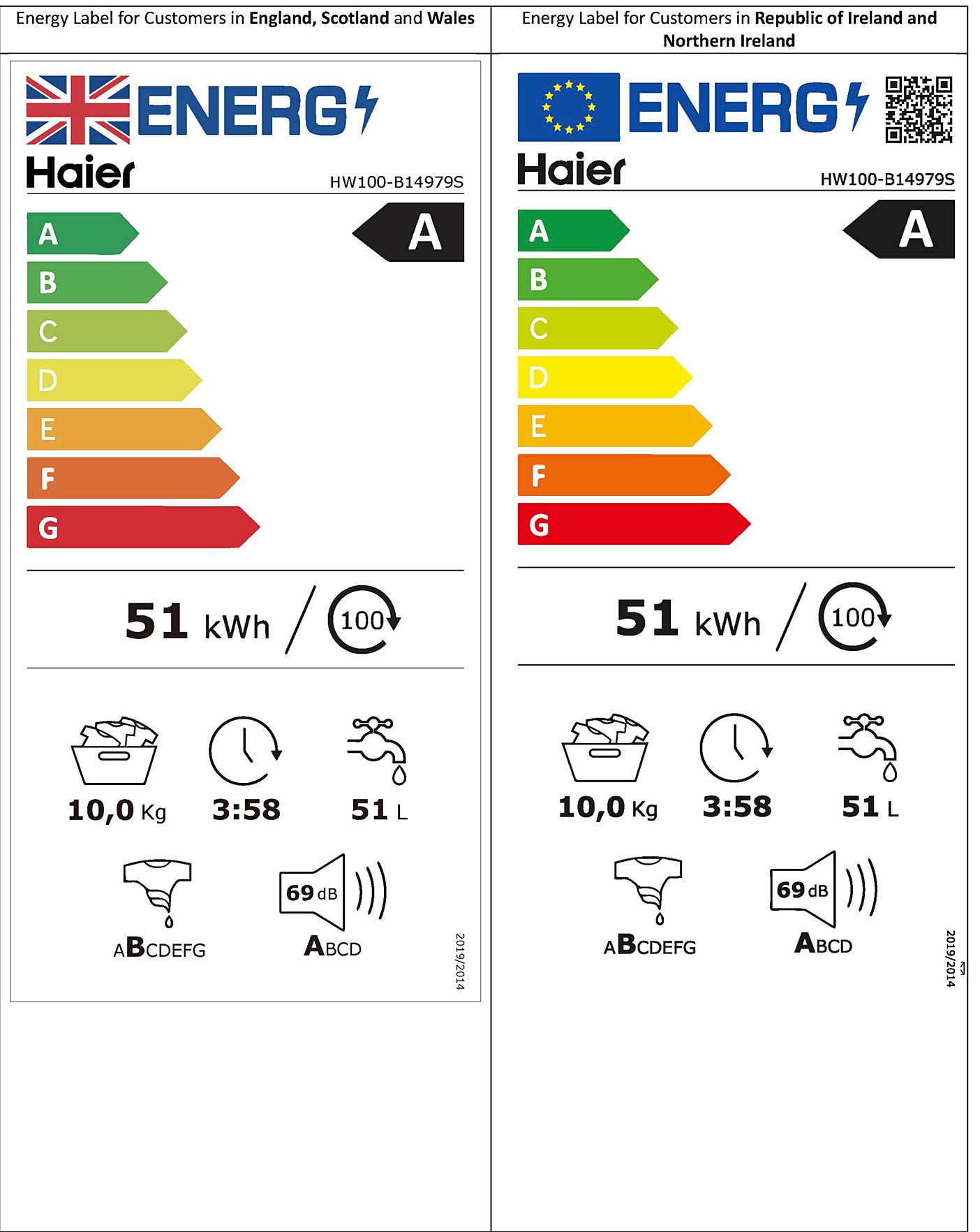  Haier I-Pro Series 7 HW100-B14979S 10Kg Washing Machine