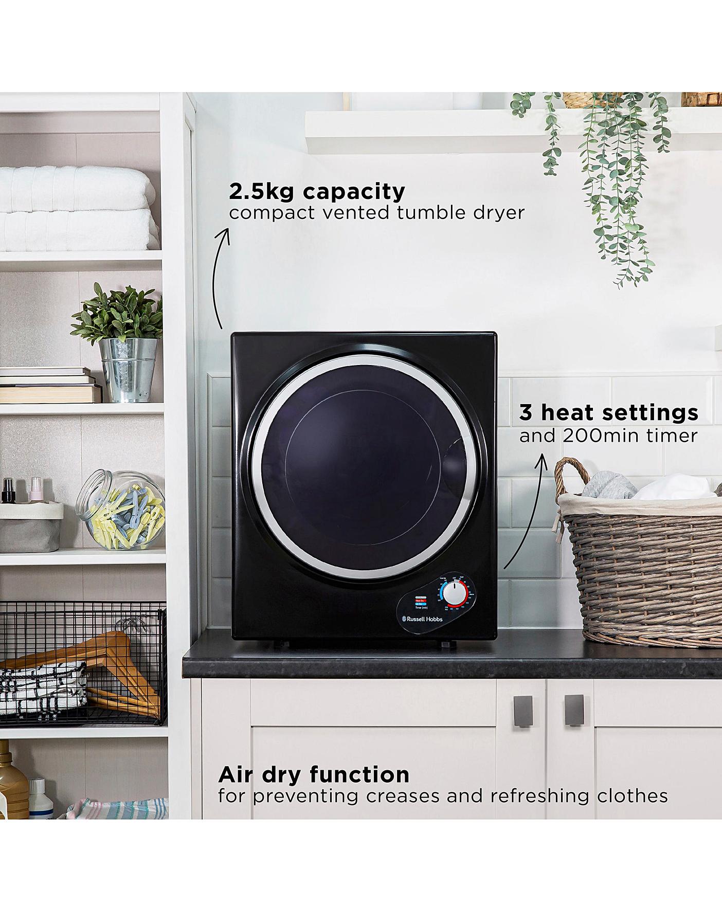  Russell Hobbs RH3VTD800B 2.5kg Compact Vented Tumble Dryer Black