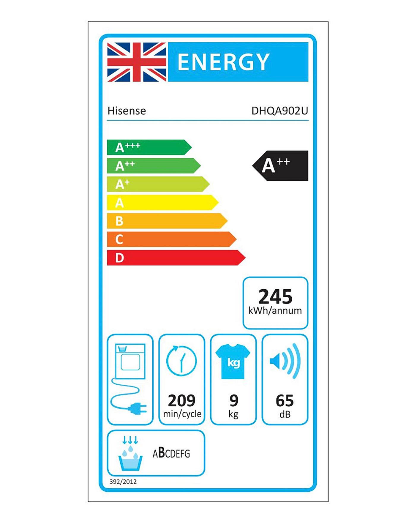  Hisense DHQA902U 9kg Heat Pump Dryer, A++ Rated