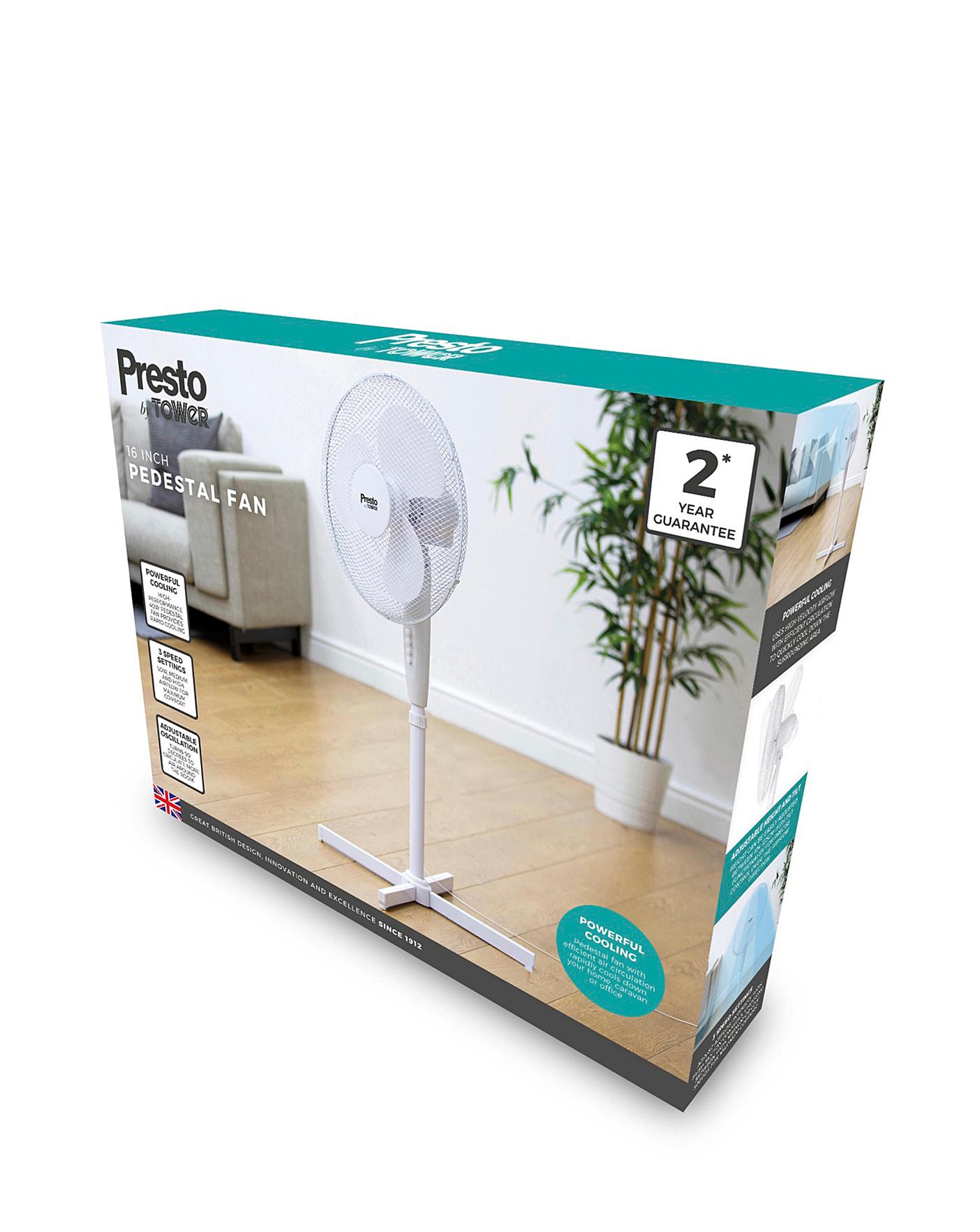  Tower 16 Inch Oscillating White Stand Fan