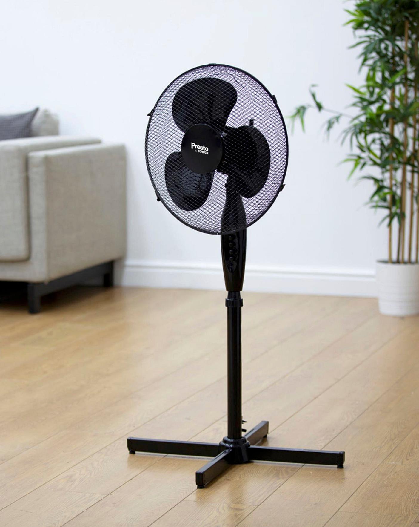  Tower 16 Inch Oscillating Black Stand Fan