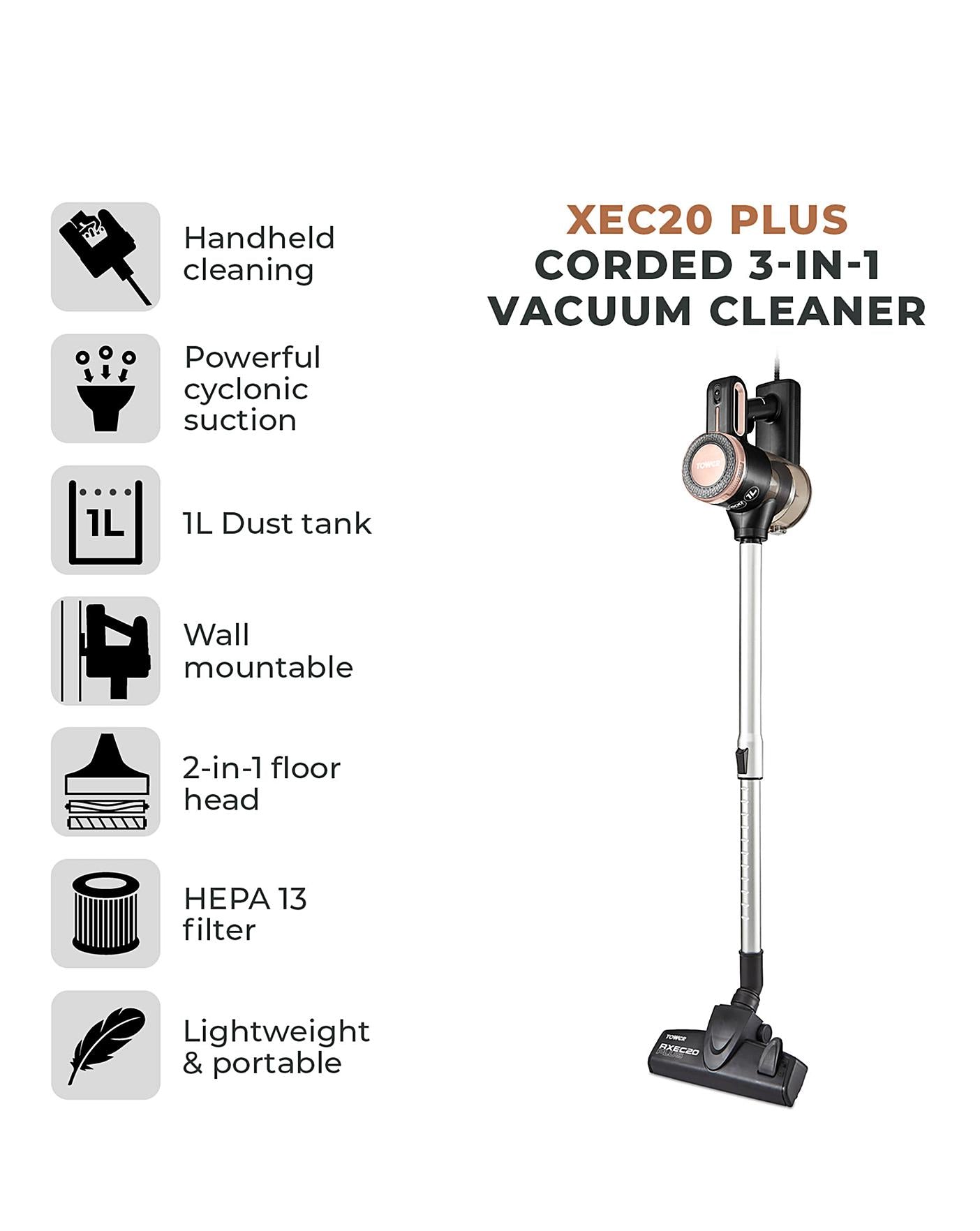  Tower RXEC20 Pro Corded 3 In 1 Rose Gold Vacuum Cleaner