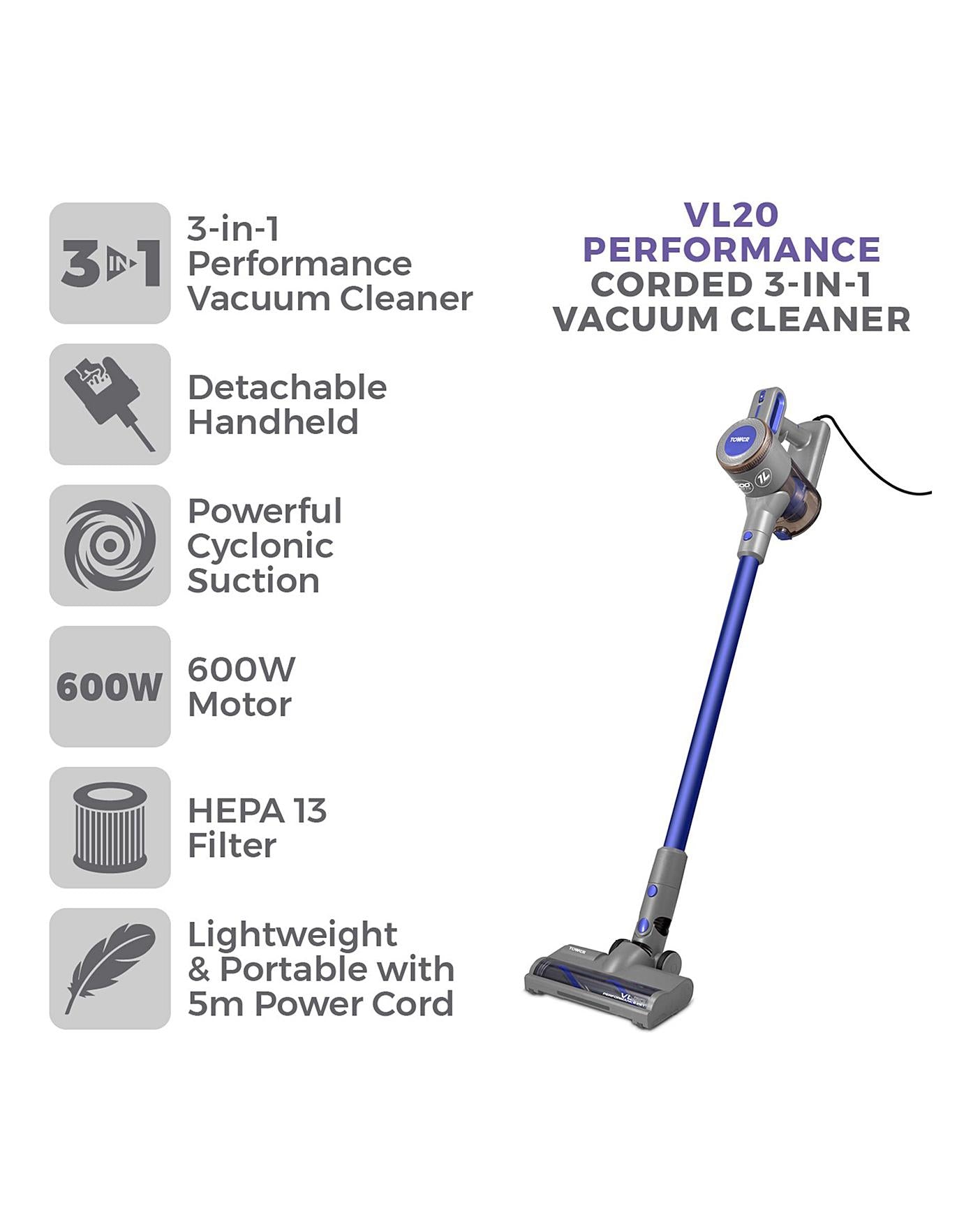  Tower VL20 Pets Corded Stick Vacuum