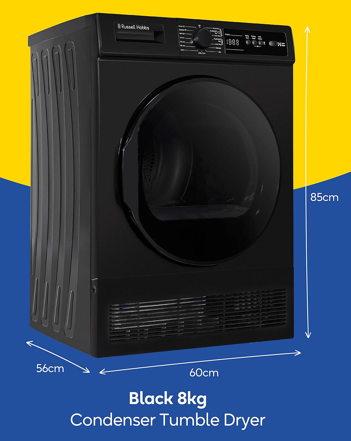  Russell Hobbs RH8CTD111B, 8kg, Condenser Tumble Dryer - Black